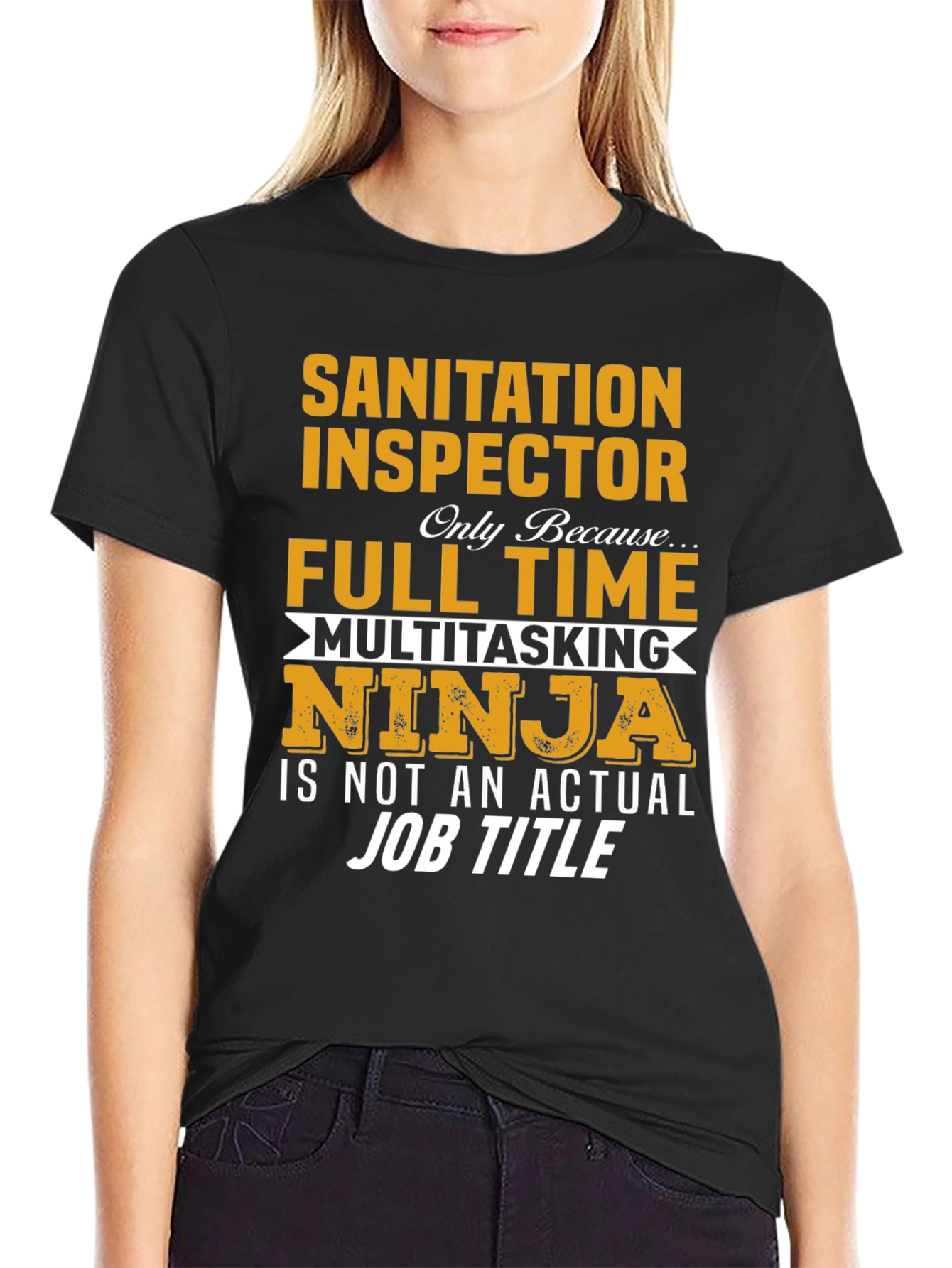 Black Sanitation Inspector T-Shirt Multitasking Ninja Job view 2