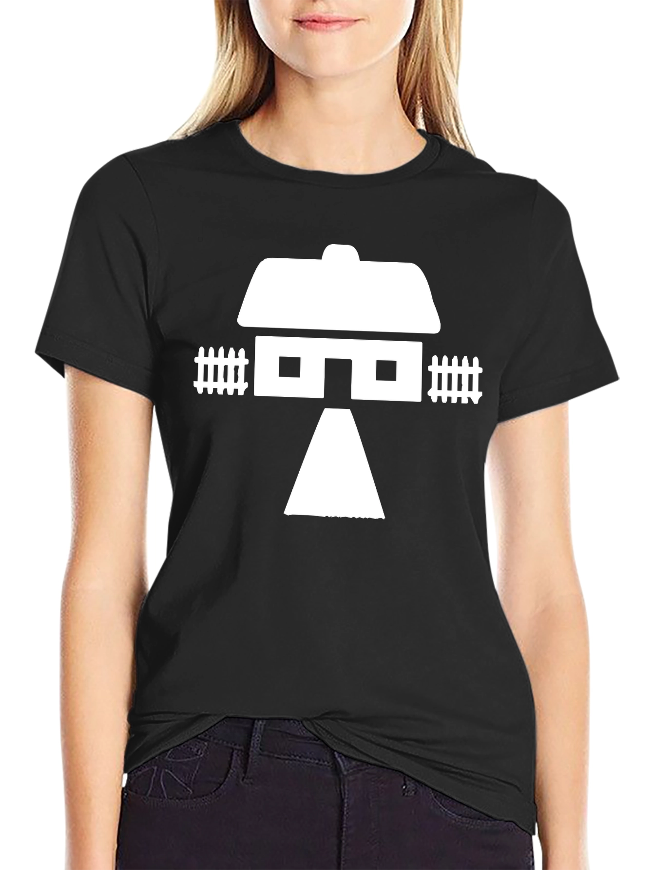 Black House Graphic Tee - Black Cotton T-Shirt view 2