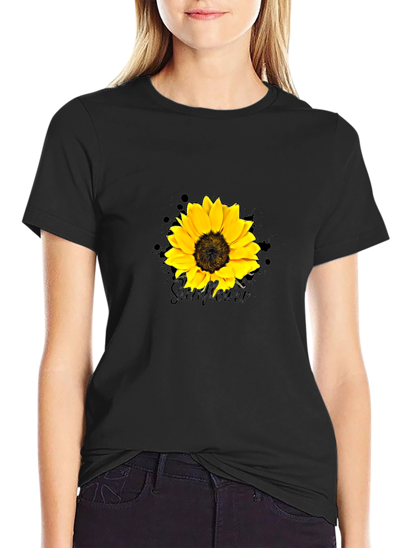 Black Sunflower Graphic Tee - Trendy Casual Wear view 2
