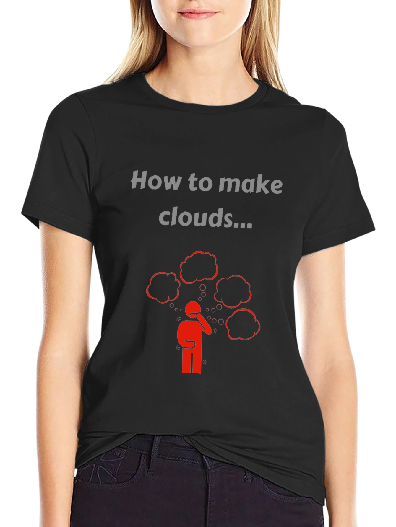 Black How to Make Clouds Graphic T-Shirt view 2