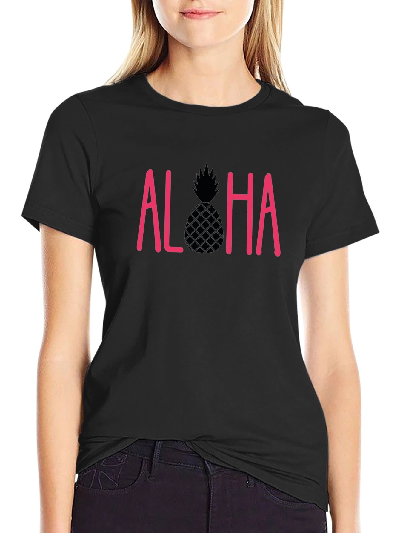 Aloha Pineapple Graphic T-Shirt - Black - 2