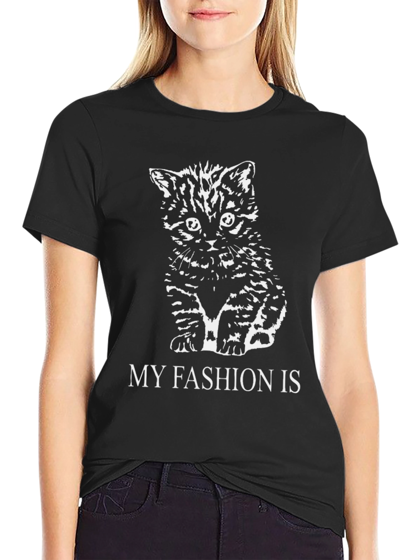 Black Kitten Graphic Tee - My Fashion Is Cats! view 2