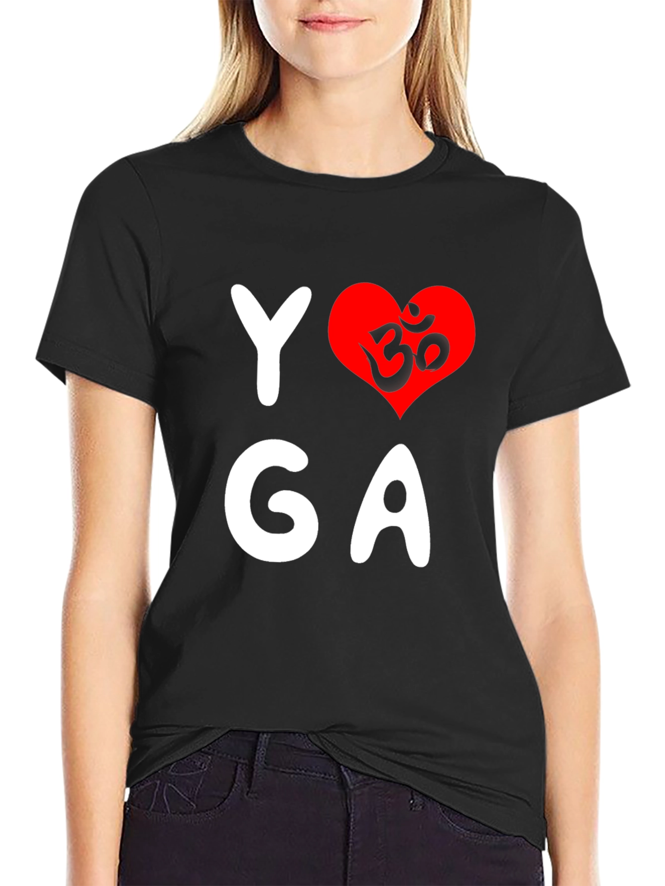 Black Yoga Love Graphic T-Shirt - Black view 2