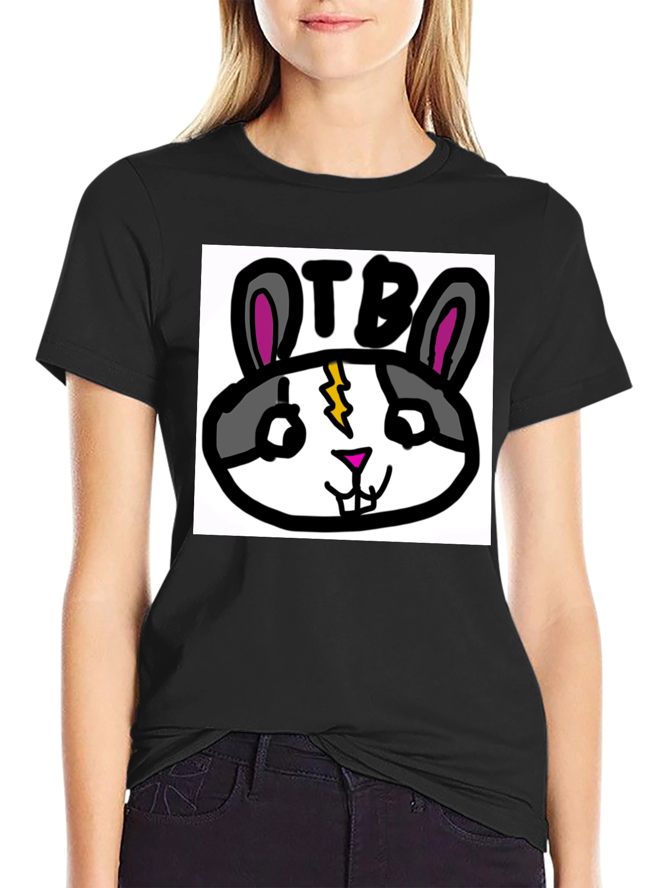 Black OTB Rabbit Graphic T-Shirt - Black view 2