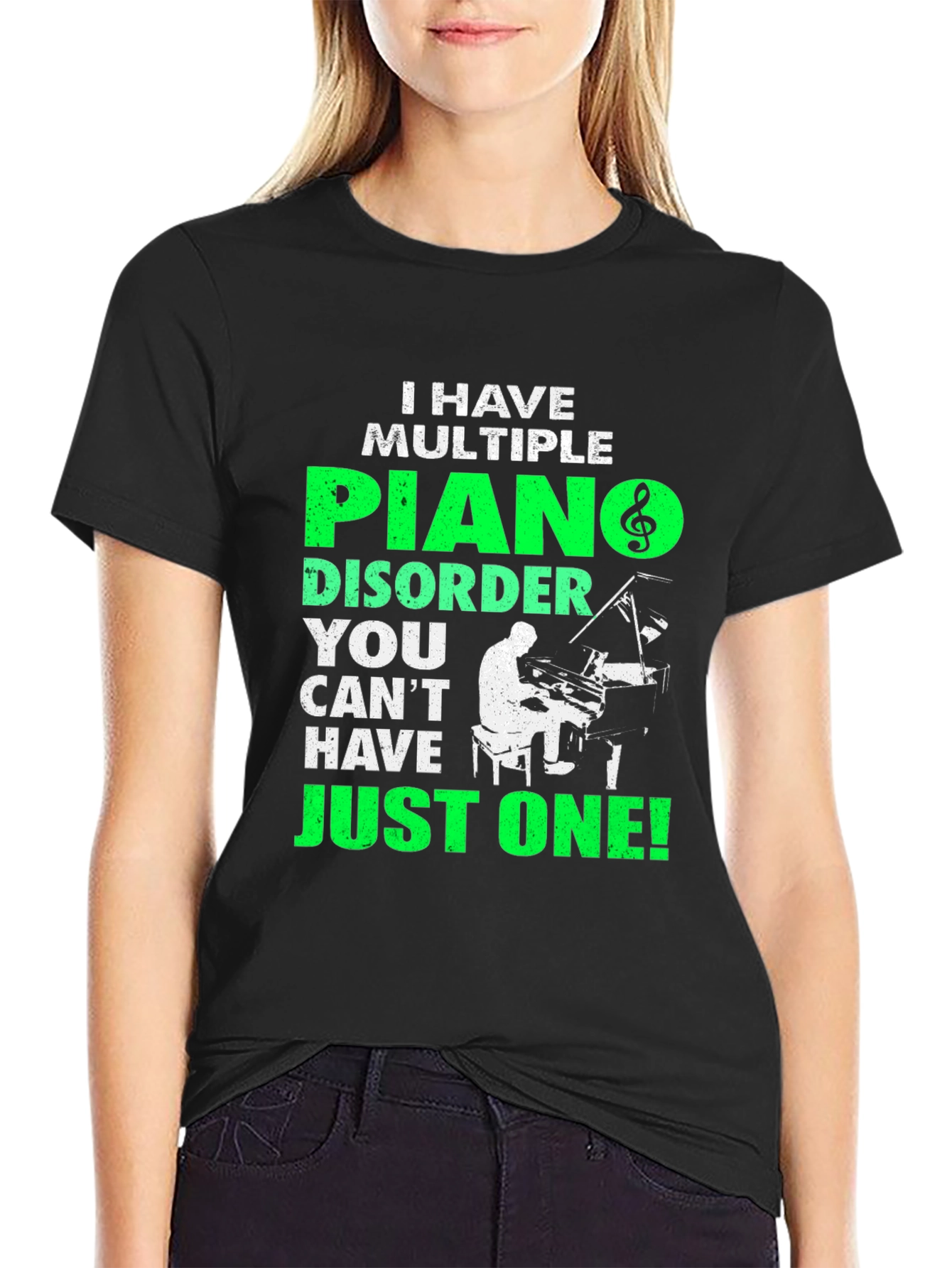 Black Piano Disorder T-Shirt - Musical Humor Tee view 2
