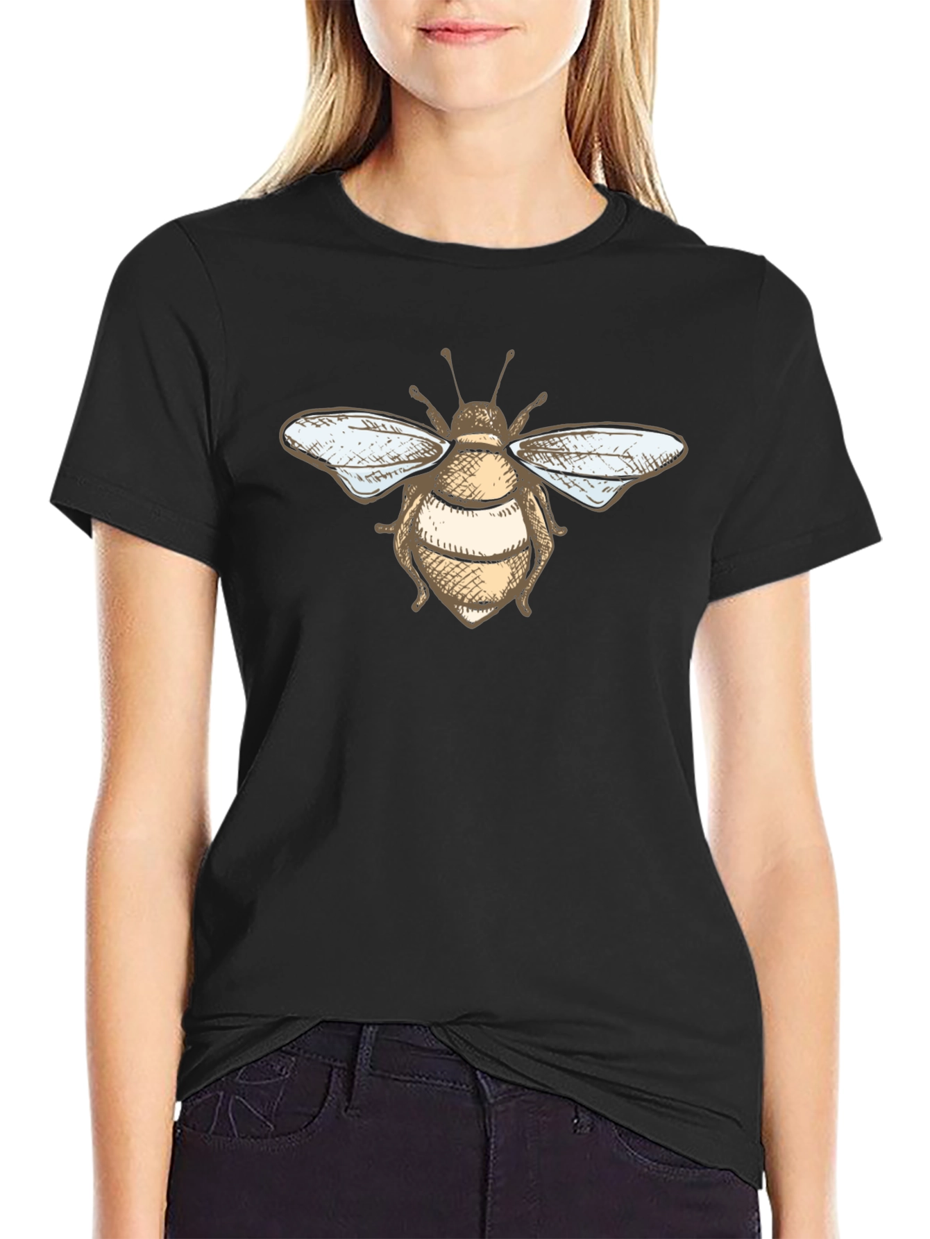Black Bee Graphic Black T-Shirt view 2
