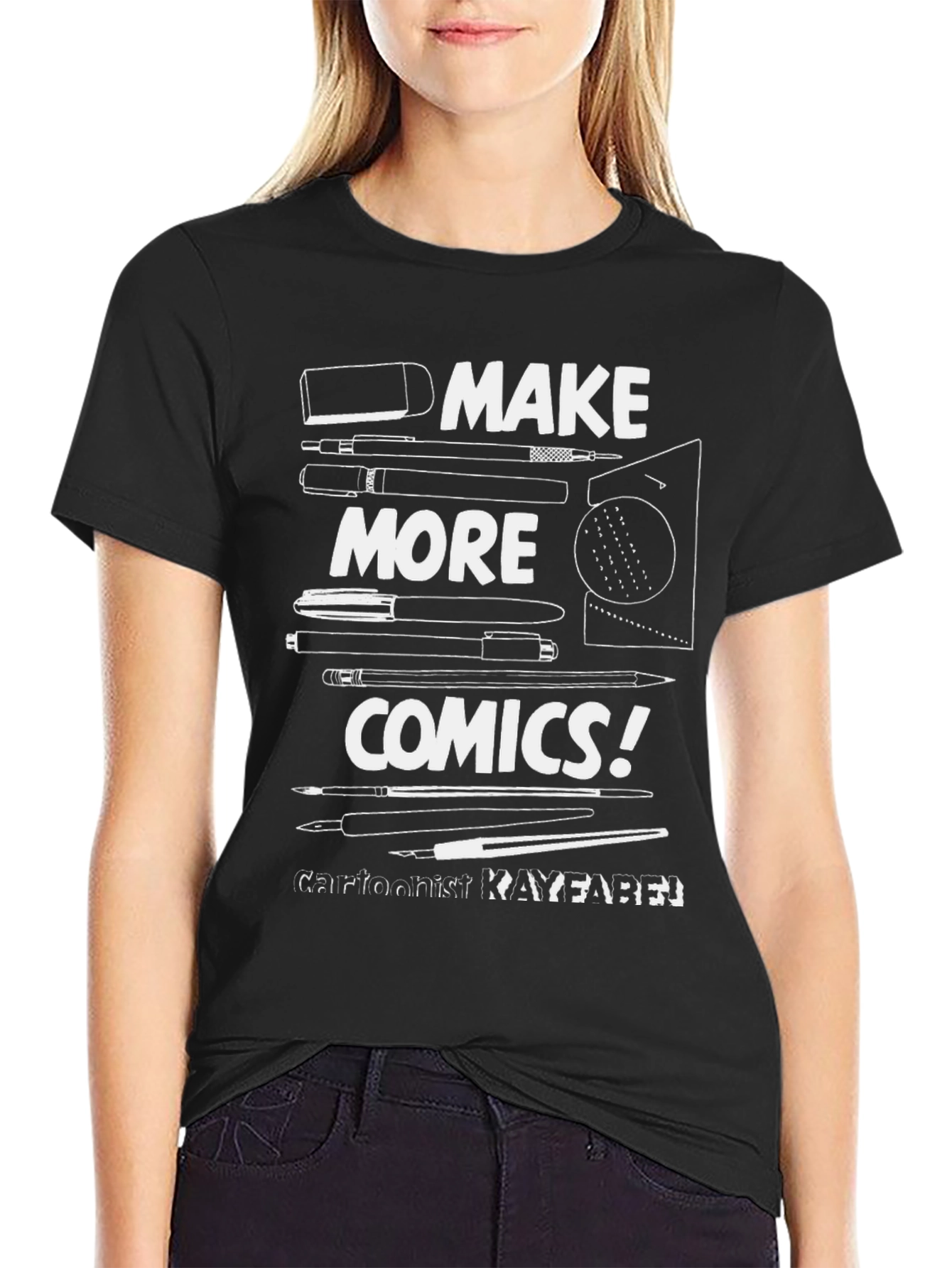 Black Make More Comics Black T-Shirt Graphic Tee view 2