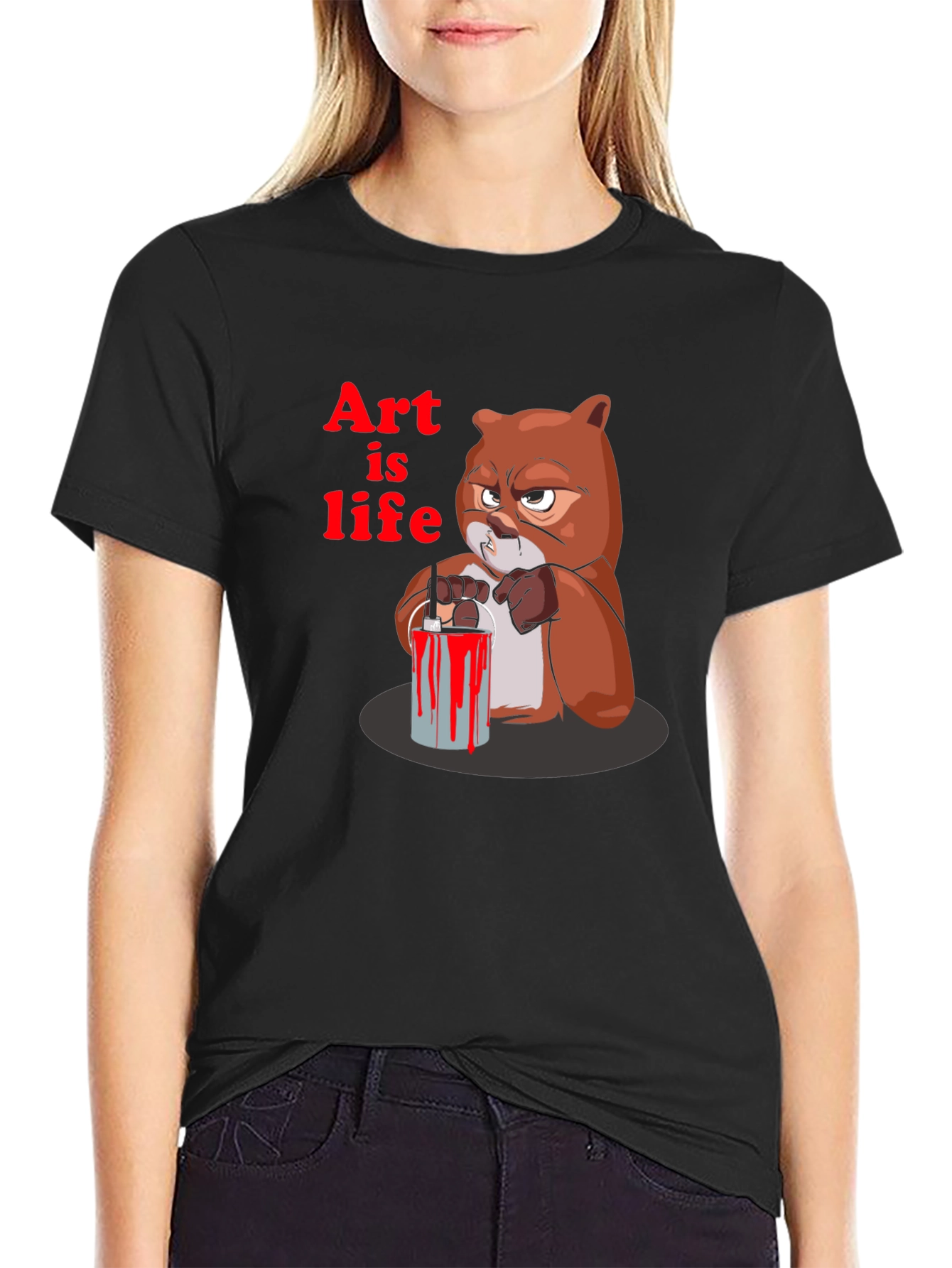 Black Art is Life Graphic Print Crew Neck T-Shirt view 2