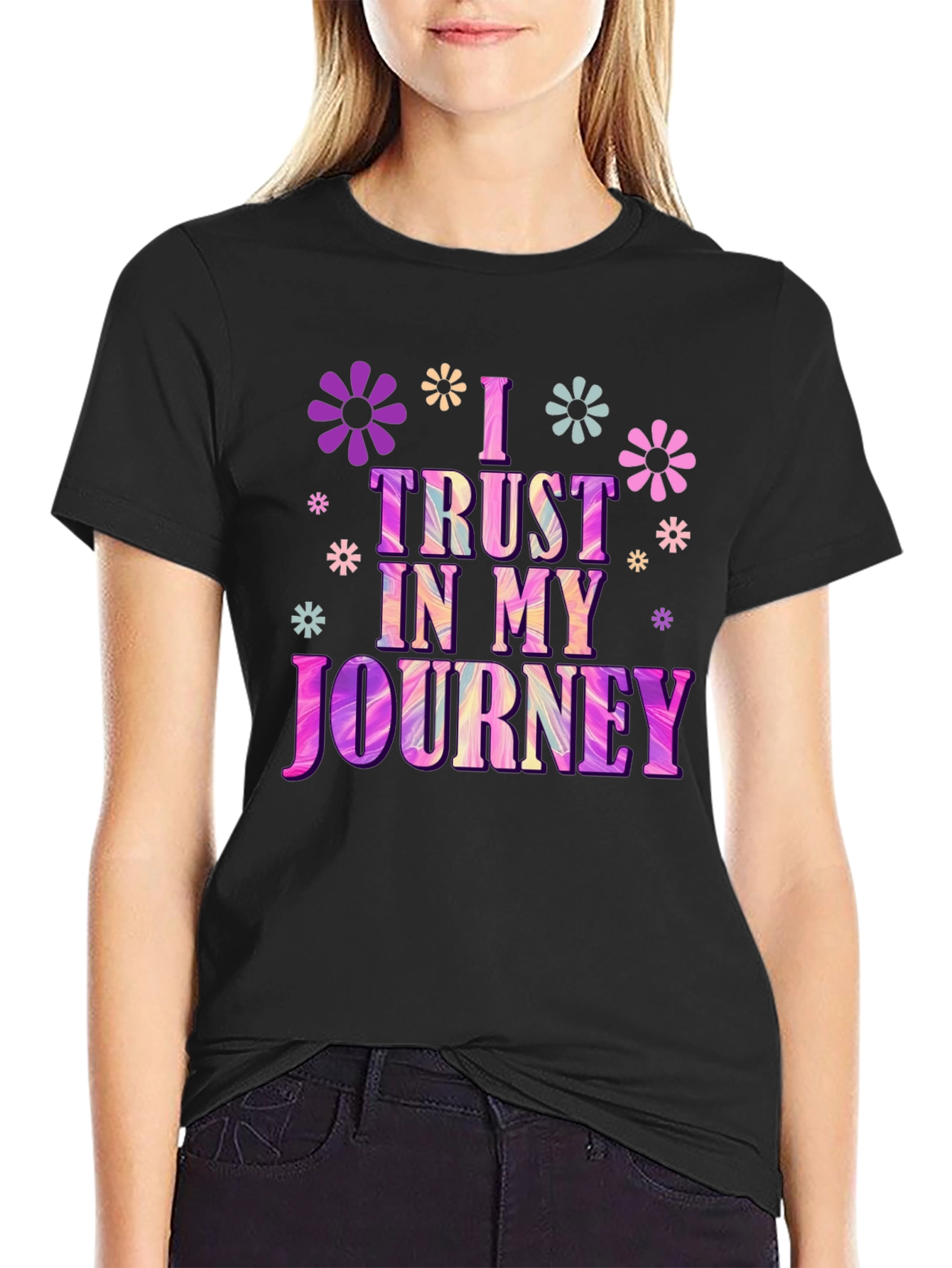Black I Trust In My Journey Graphic Tee view 2
