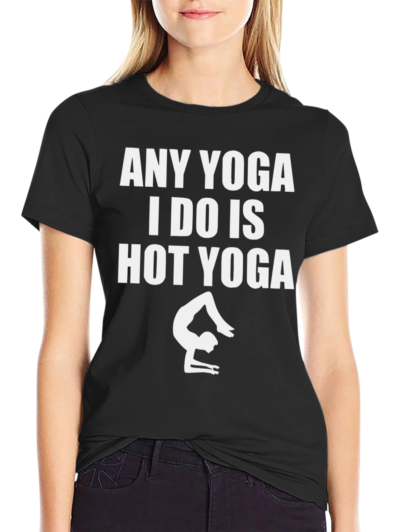 Black Hot Yoga T-Shirt - Funny Workout Tee view 2