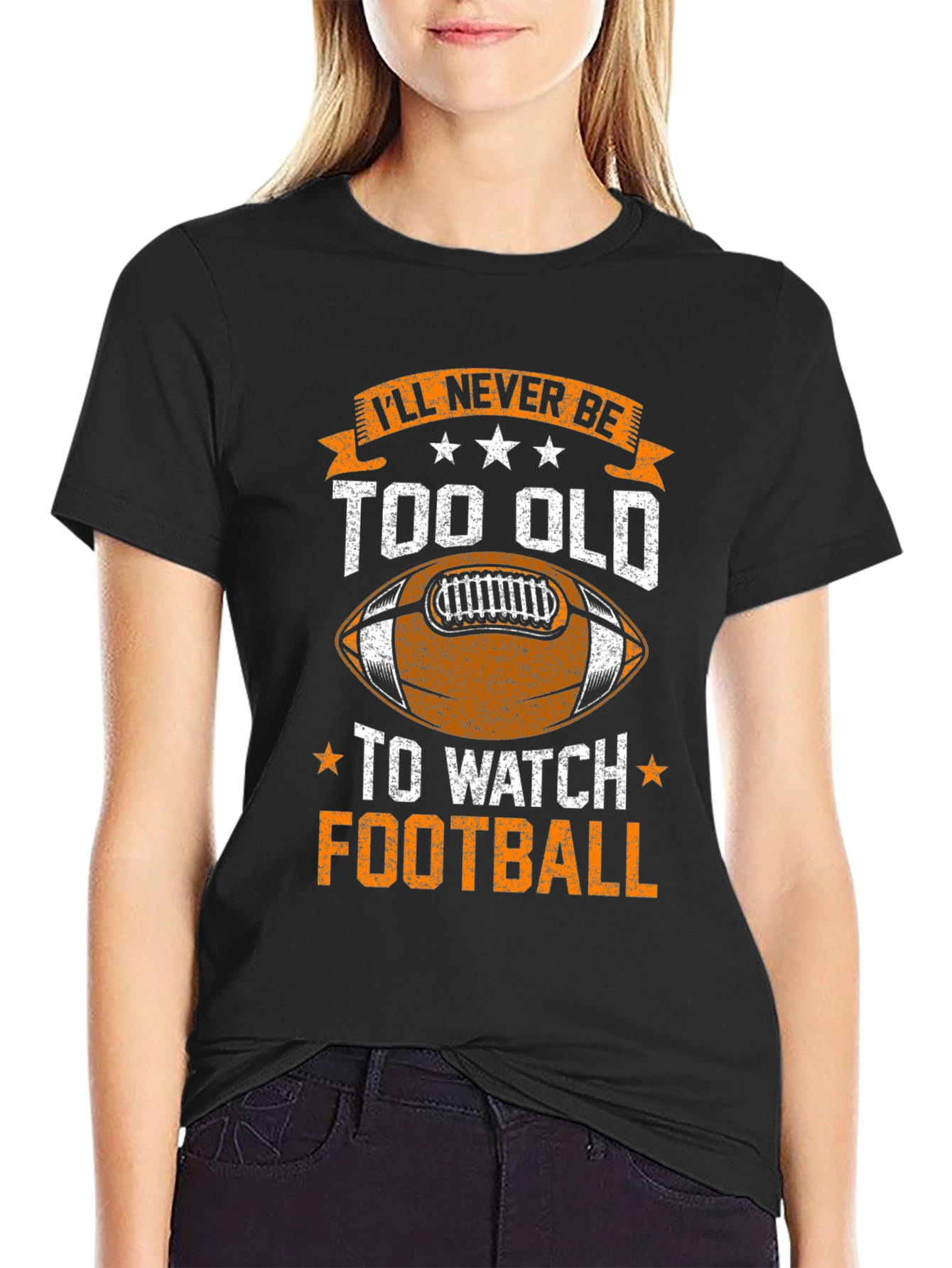 Black Football Fan T-Shirt - Never Too Old view 2