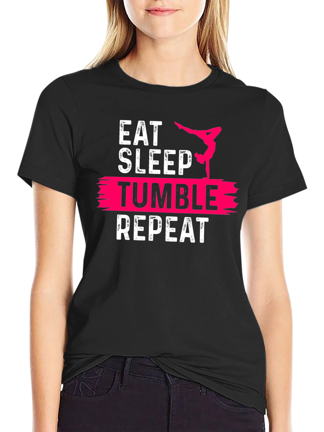 Black Eat Sleep Tumble Repeat T-Shirt view 2