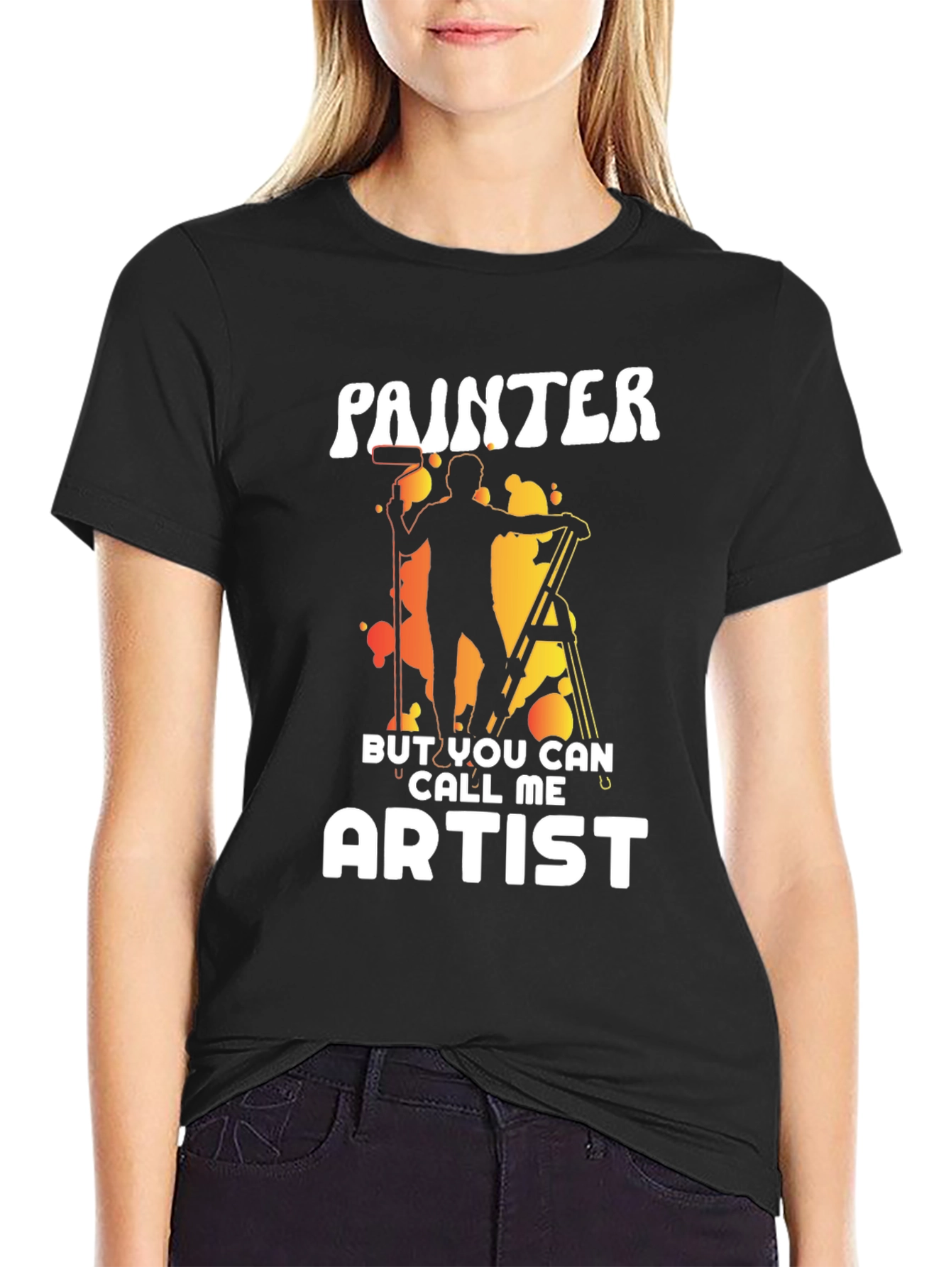 Black Painter or Artist Funny Graphic T-Shirt view 2