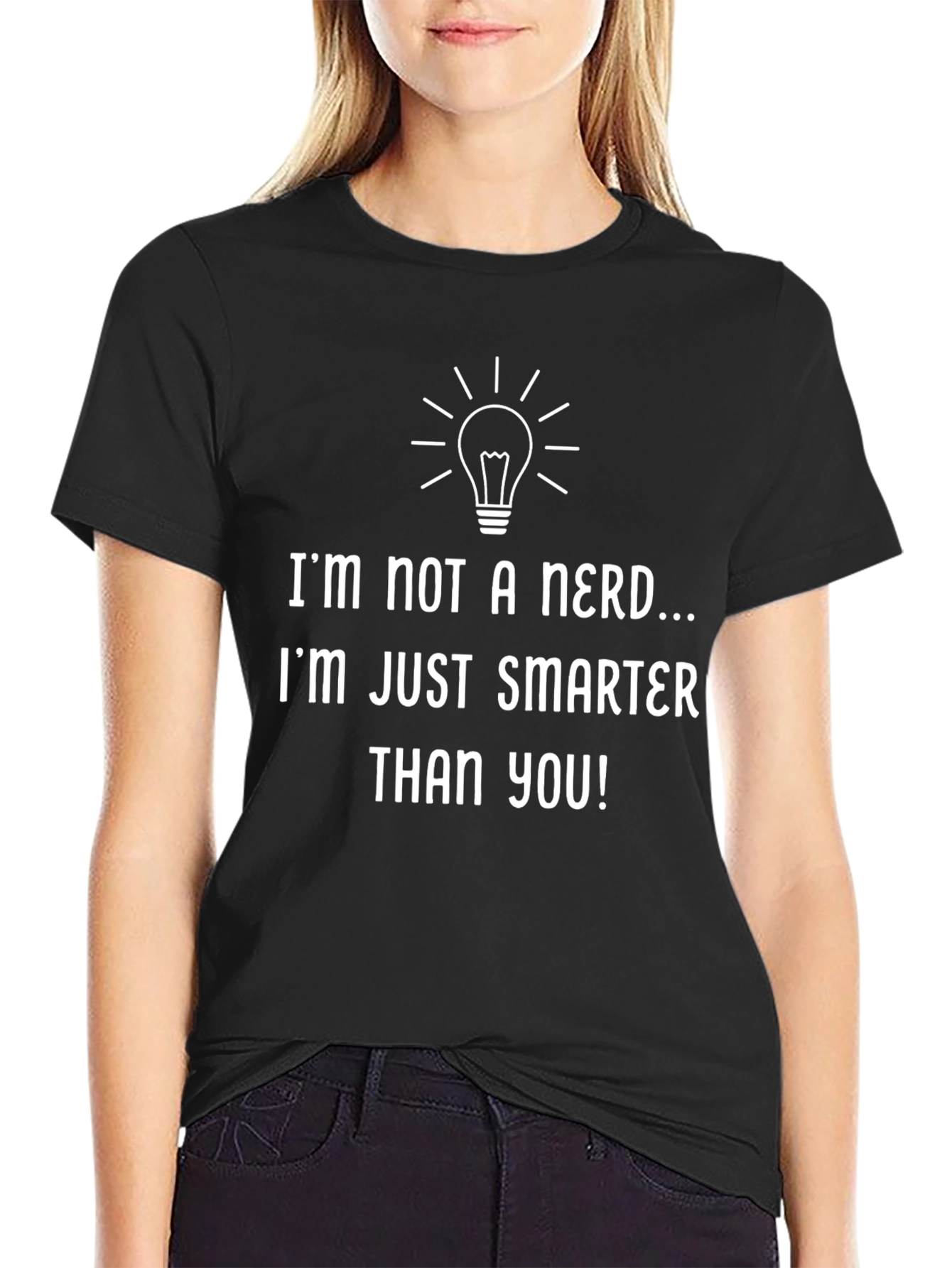 Black Funny Smart Nerd T-Shirt - "I'm Not A Nerd"  view 2