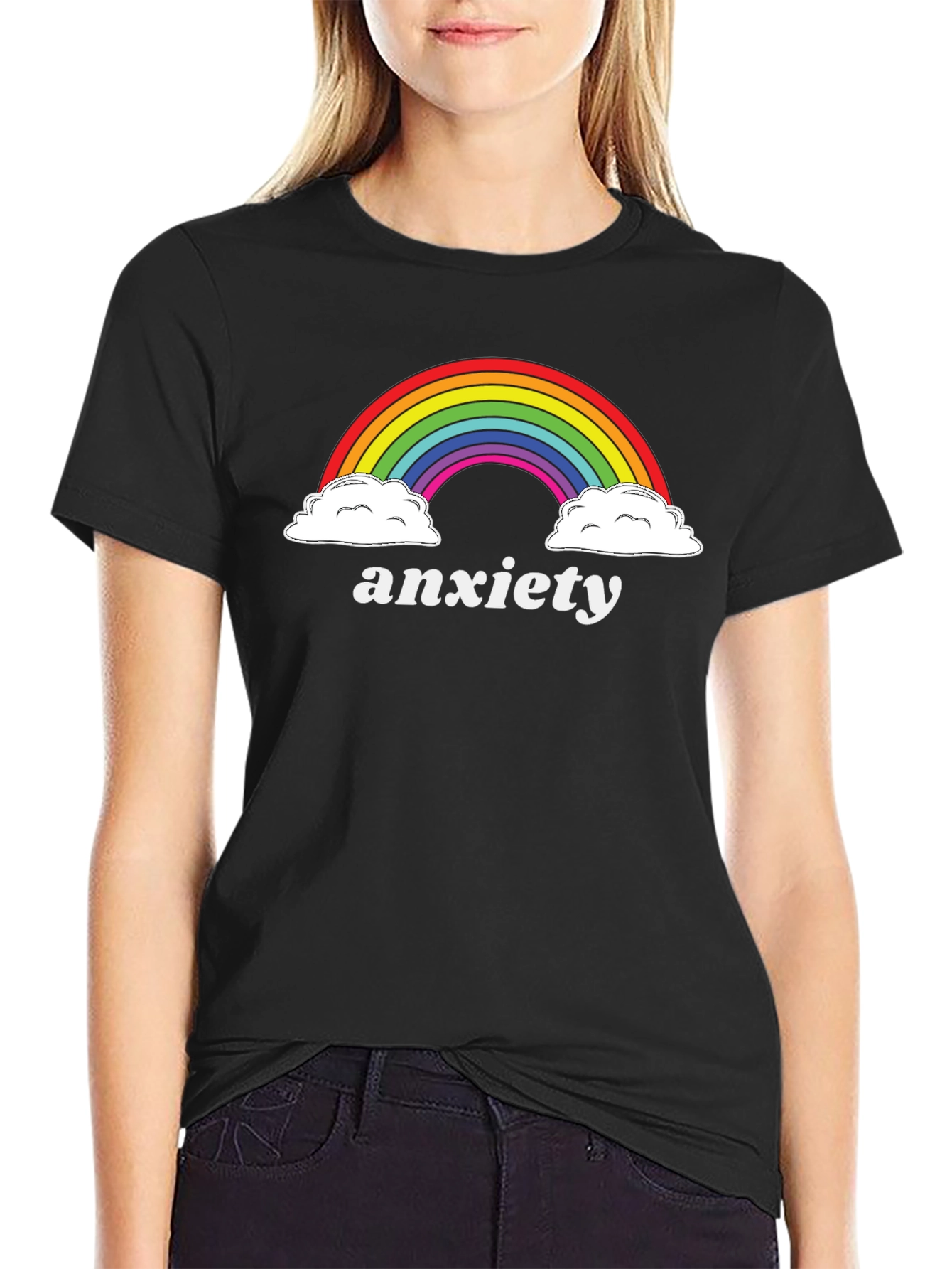 Black Anxiety Rainbow Graphic Tee view 2