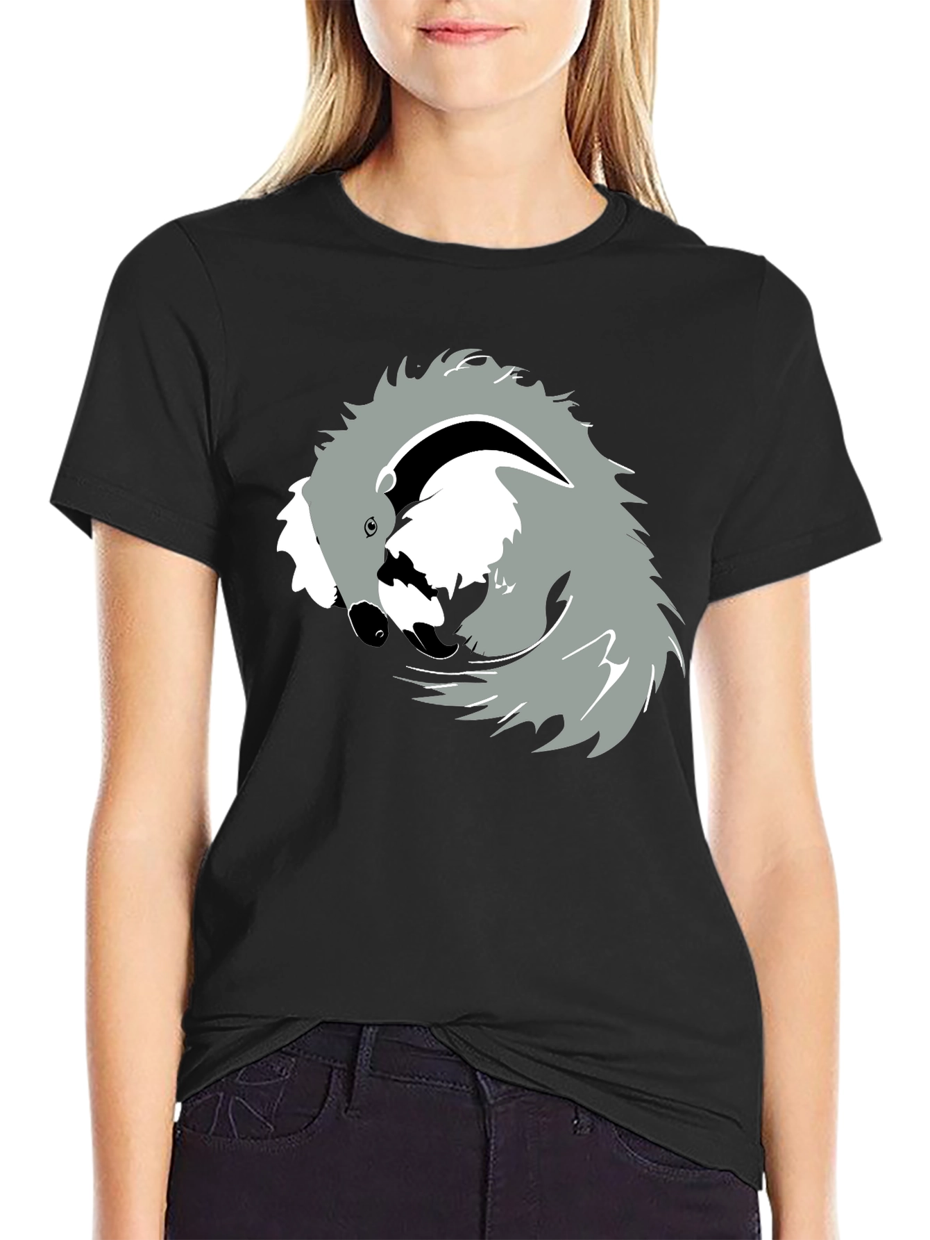 Black Cool Koala Graphic Tee - Black Cotton Shirt view 2