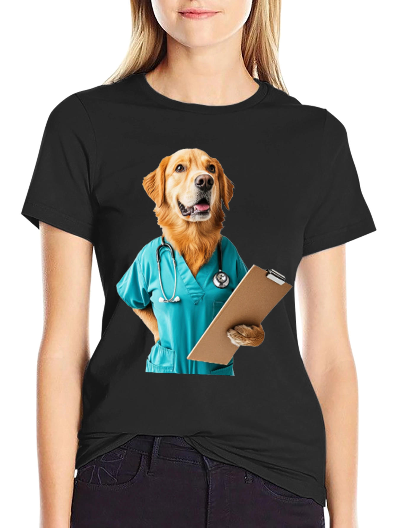Black Dog Doctor Graphic Tee - Veterinary Humor T-Shirt view 2