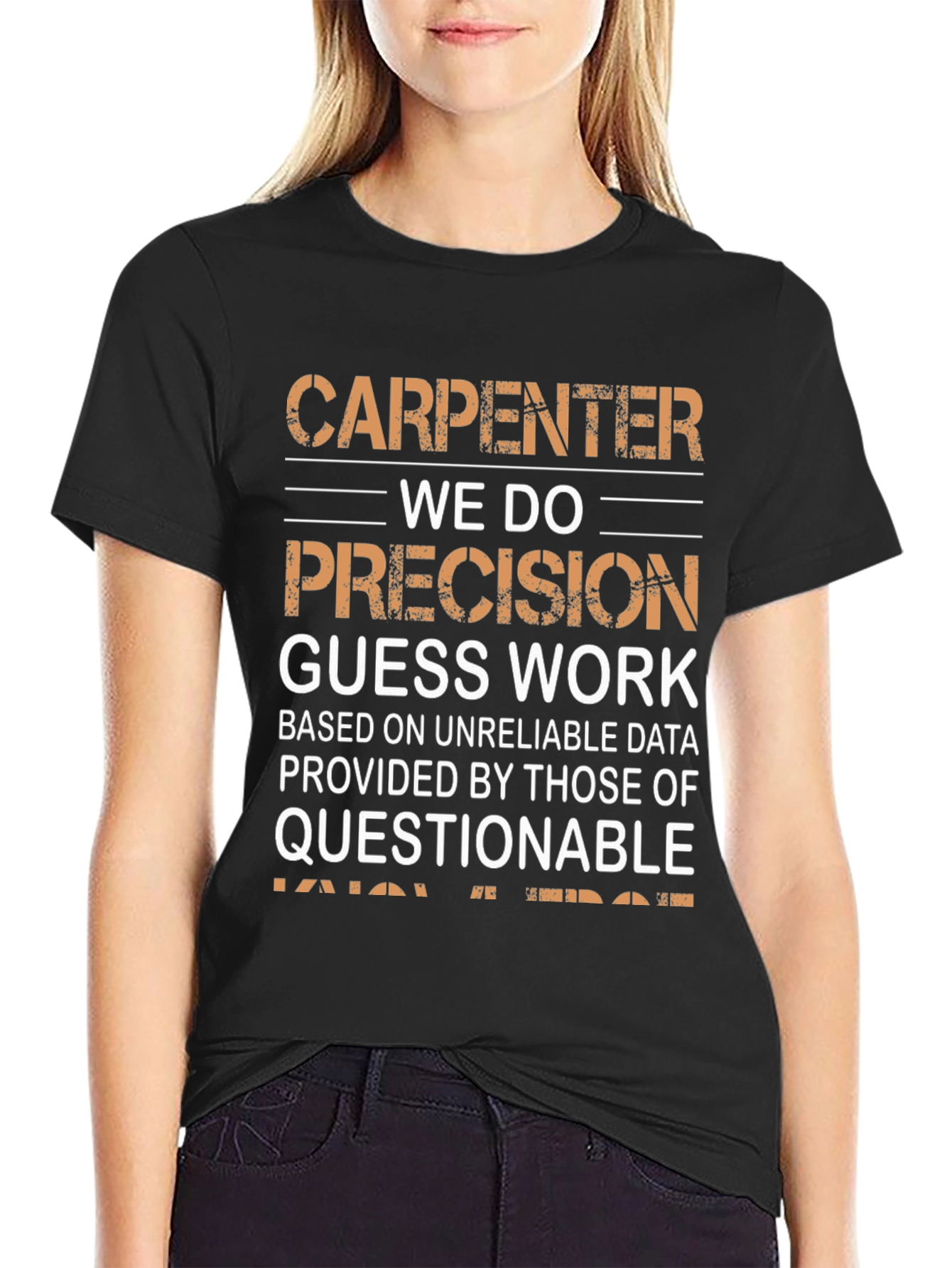 Black Carpenter Precision Humor T-Shirt view 2