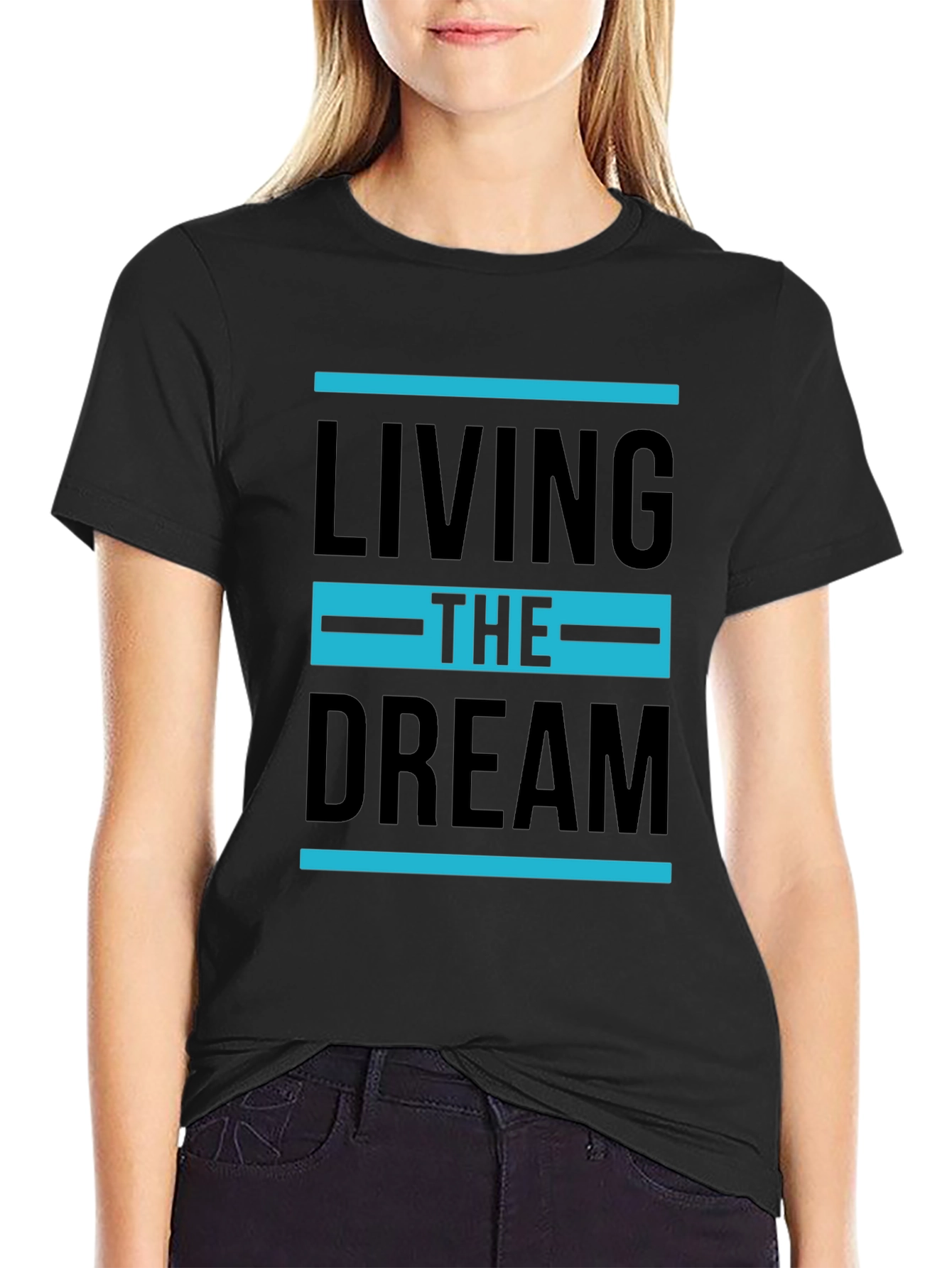Black Living the Dream Graphic T-Shirt - Stylish Tee view 2