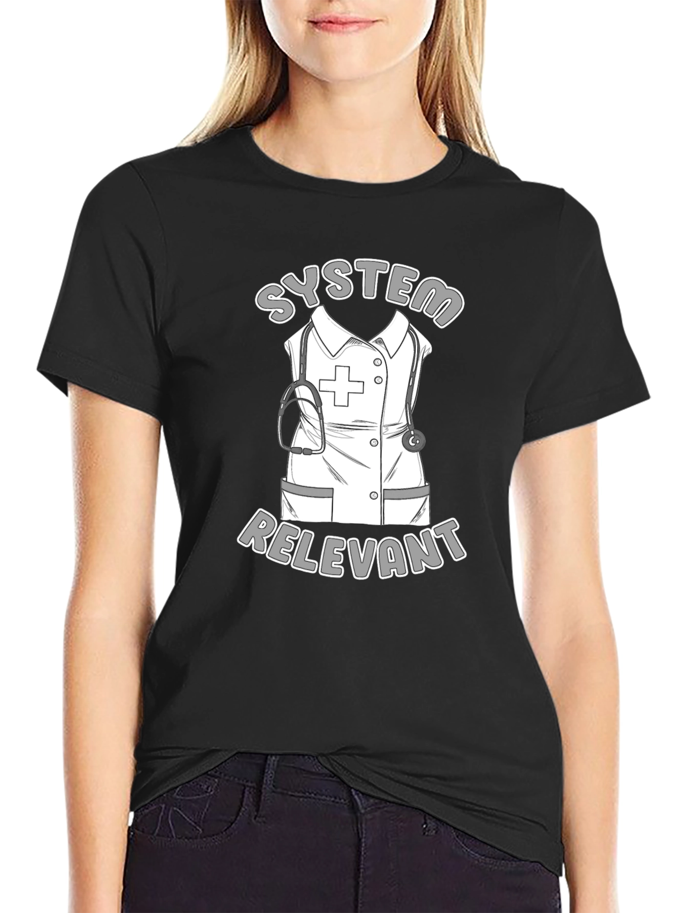 Black Nurse Humor T-Shirt - System Relevant view 2