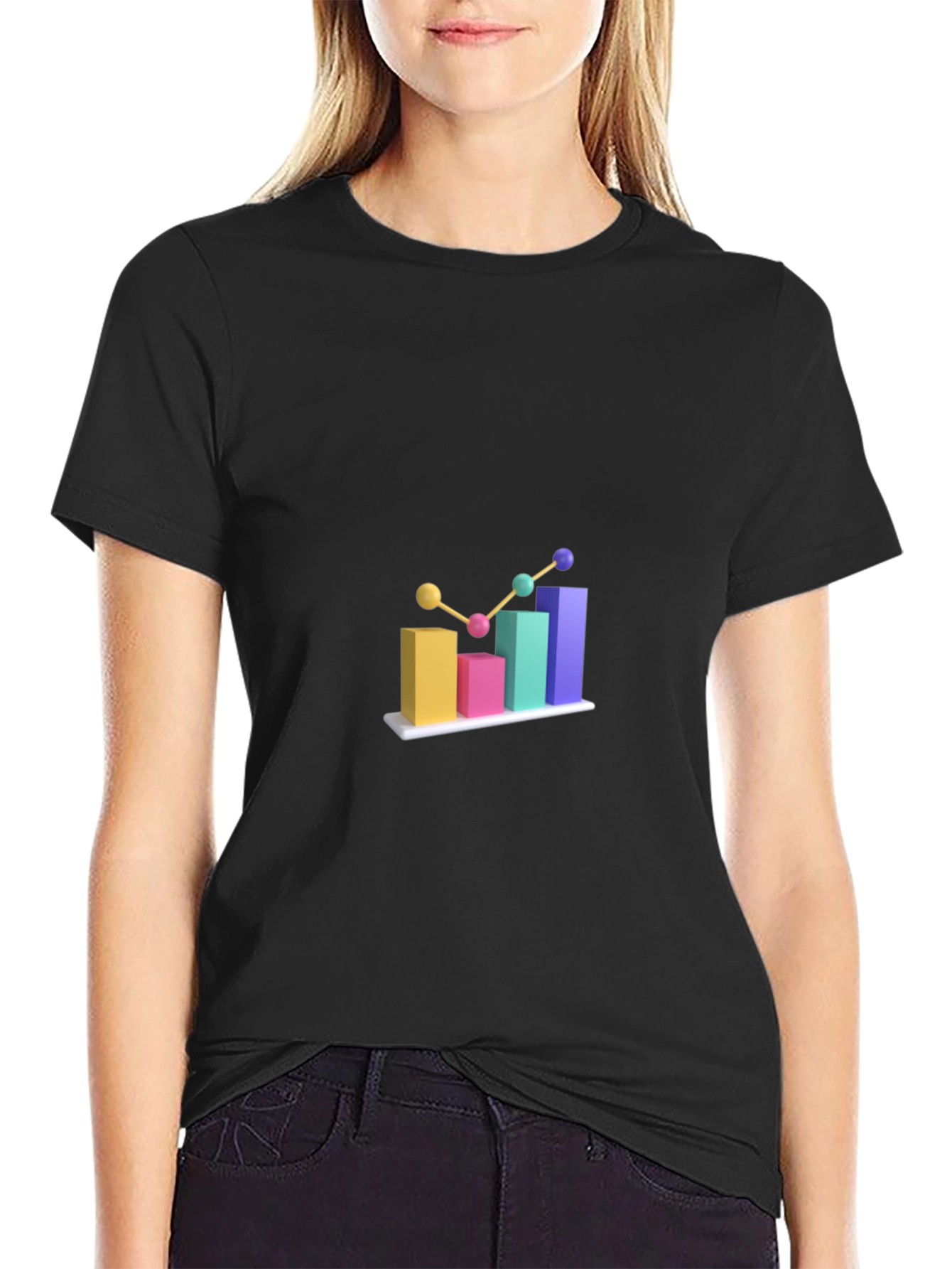 Black Trendy Bar Graph T-Shirt view 2