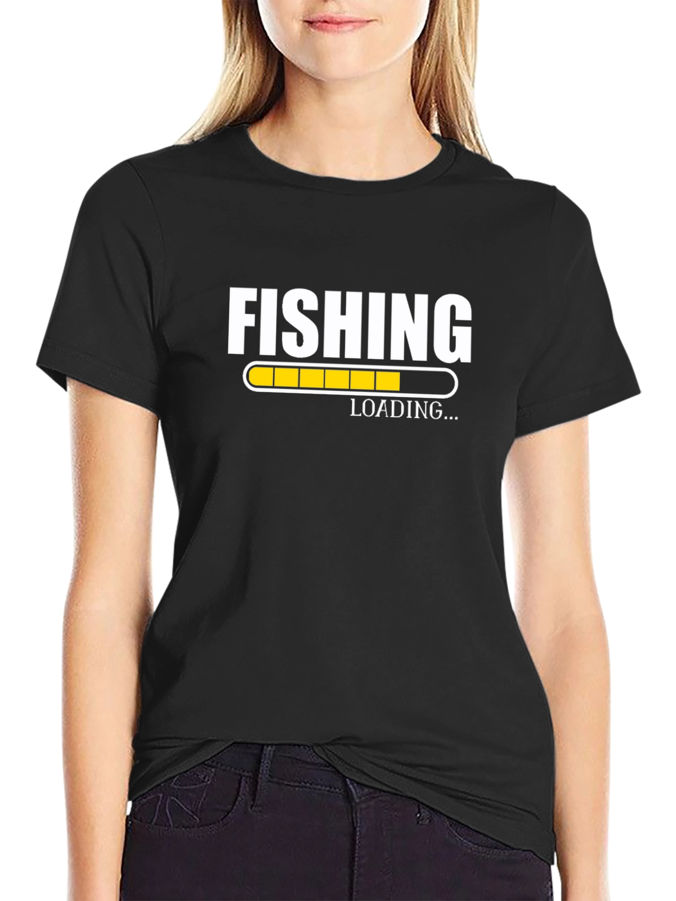 Black Fishing Loading T-Shirt | Angler Humor Tee view 2