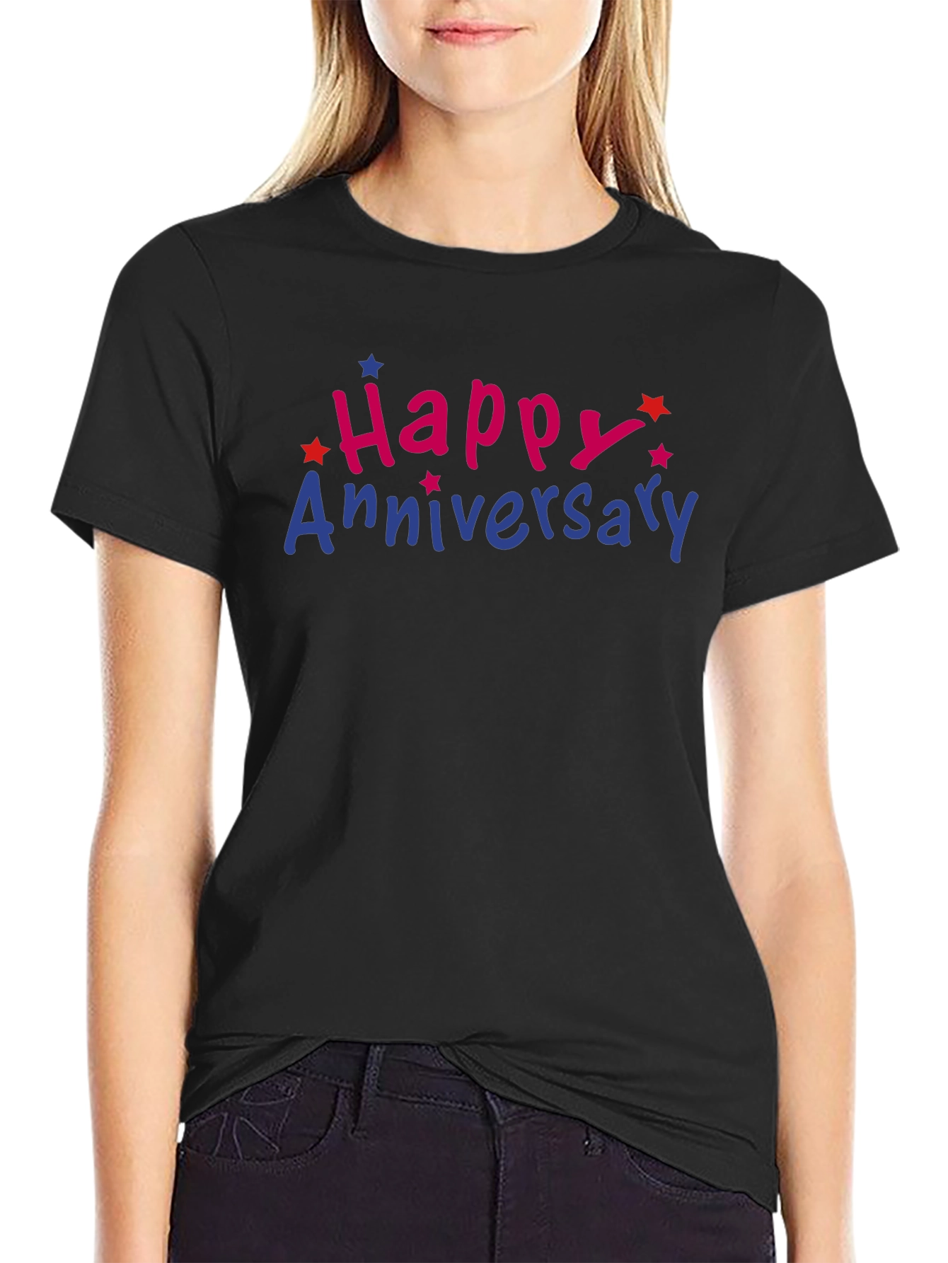 Black Happy Anniversary Graphic Tee - Men's Black T-Shirt view 2