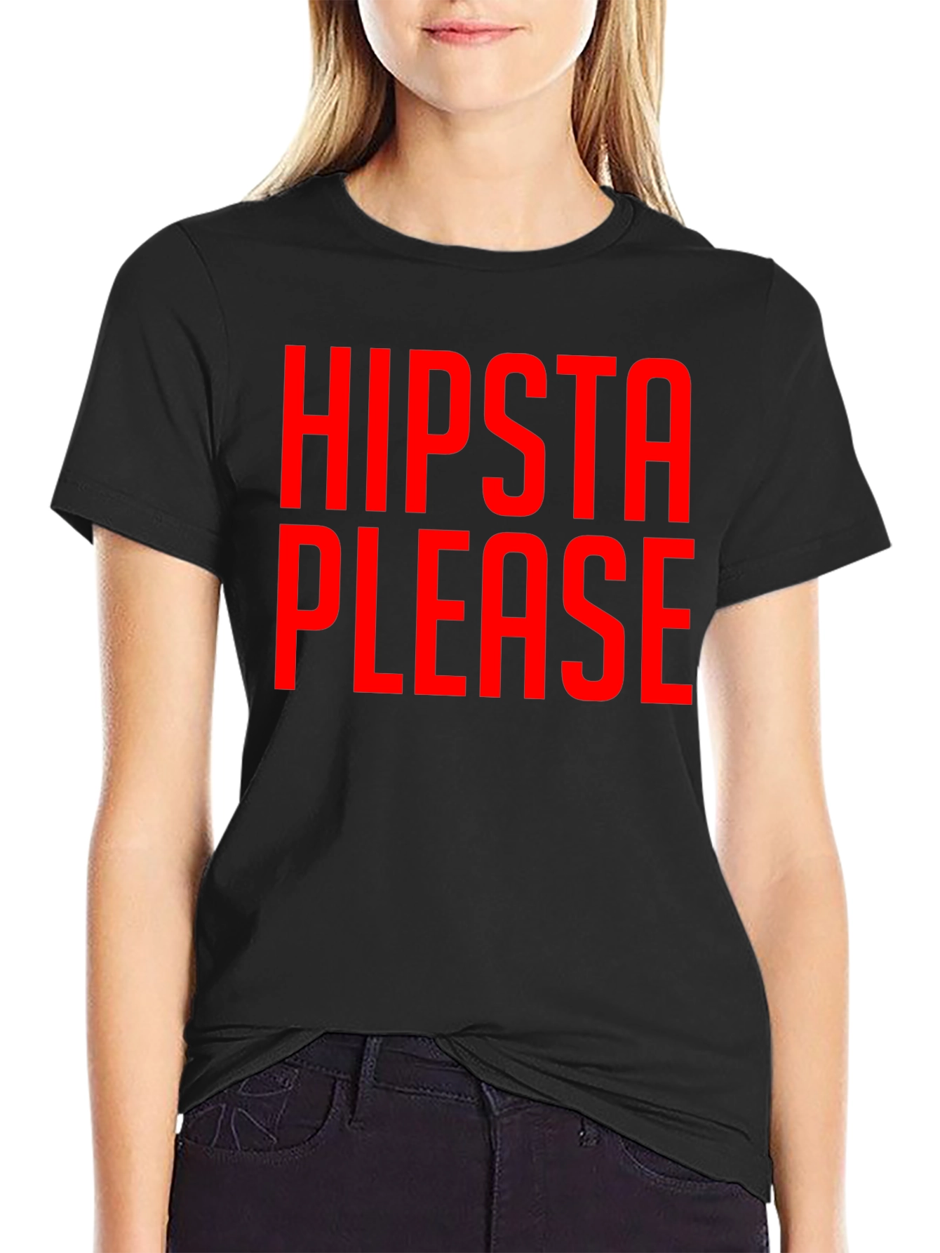 Black Hipsta Please Graphic Tee - Bold Statement T-Shirt view 2