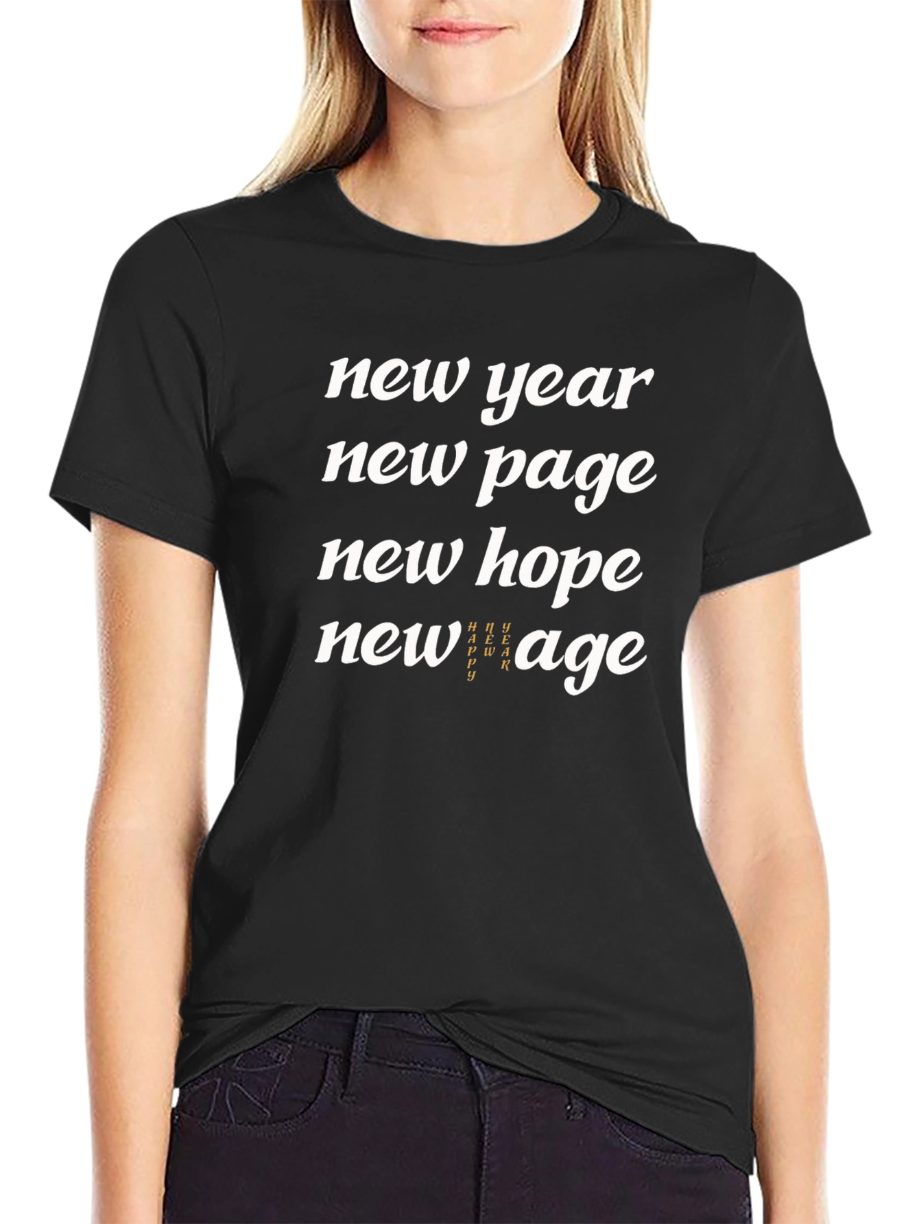 Black New Year New Page Graphic T-Shirt view 2