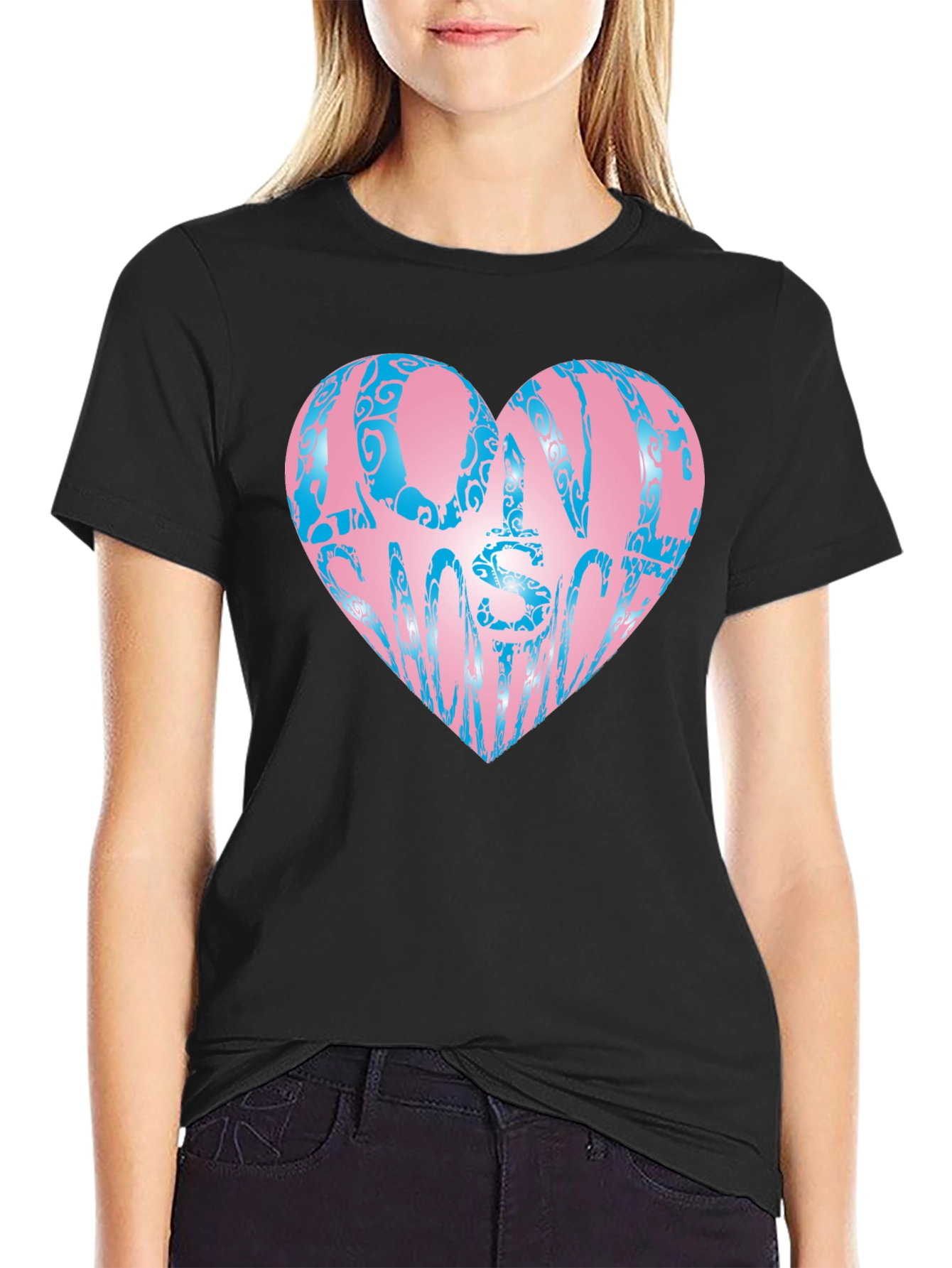 Black One In A Million Heart T-Shirt view 2