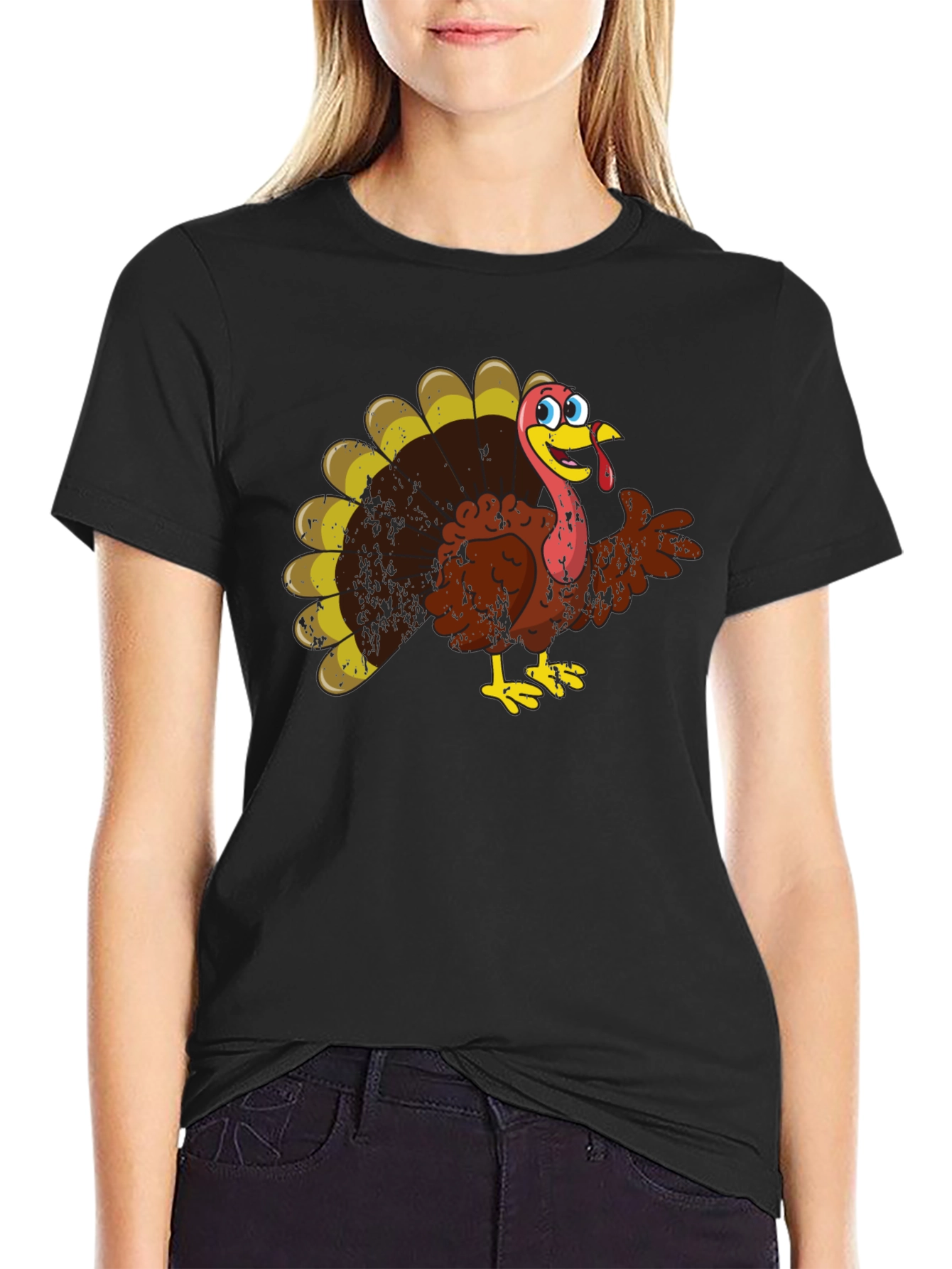Black Funny Turkey Graphic Tee view 2