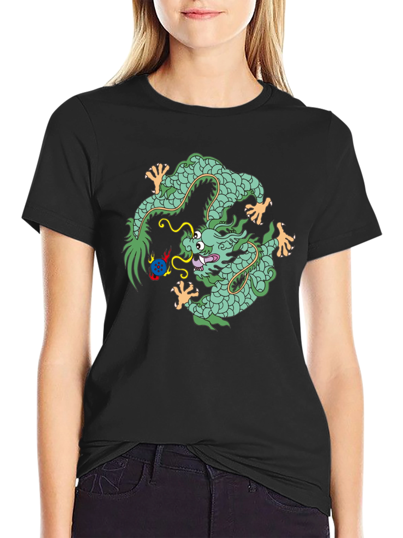 Black Dragon T-Shirt - Graphic Print Tee for Casual Wear view 2