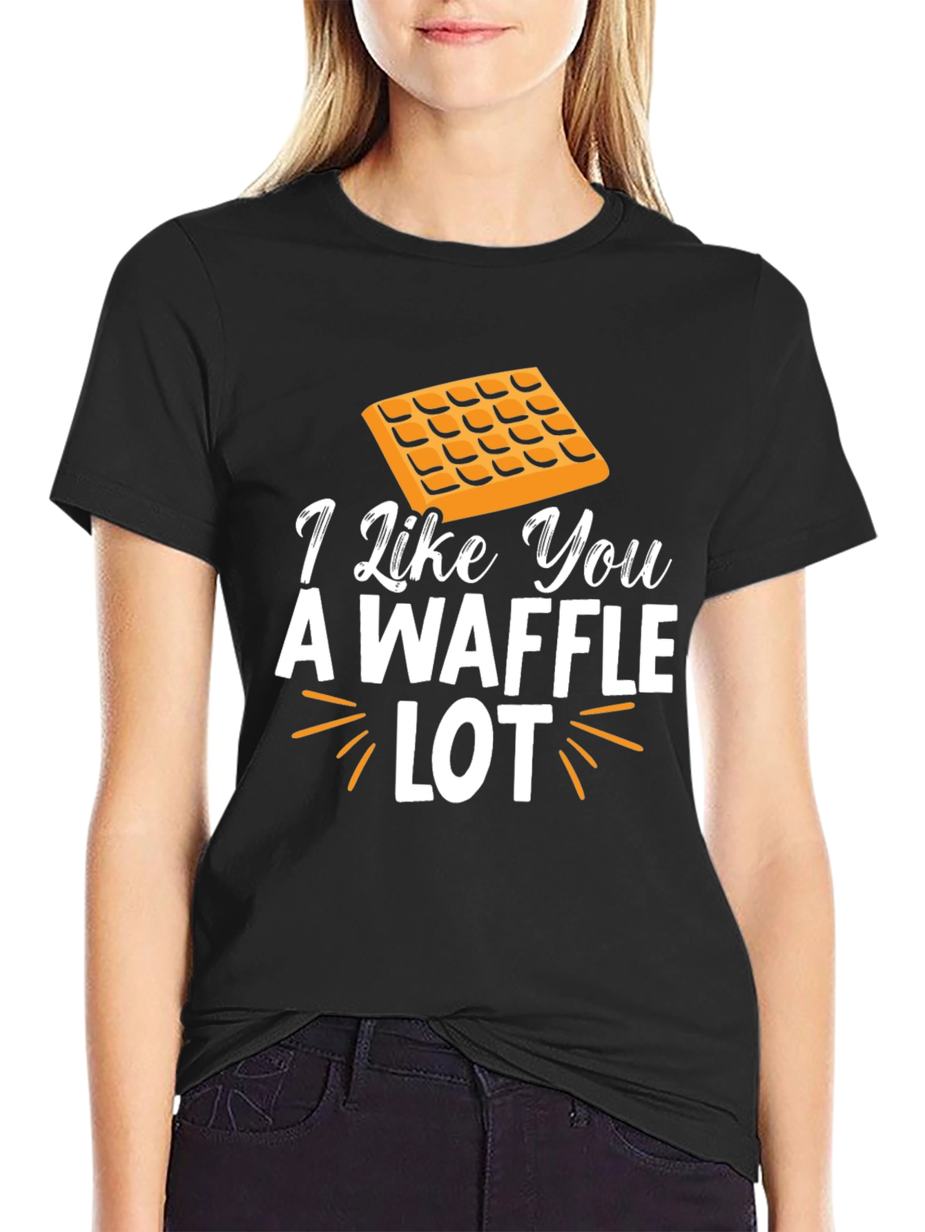 Black I Like You A Waffle Lot Novelty T-Shirt view 2