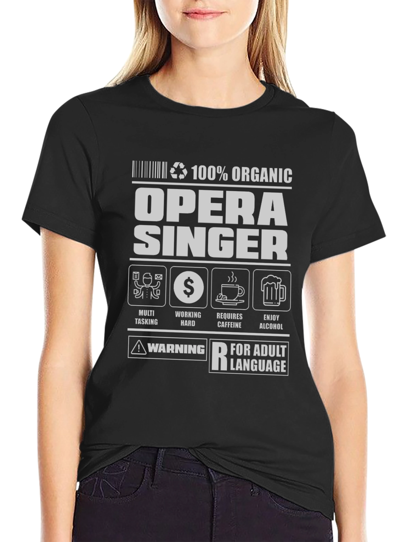 Black Opera Singer 100% Organic Adult Humor T-Shirt view 2