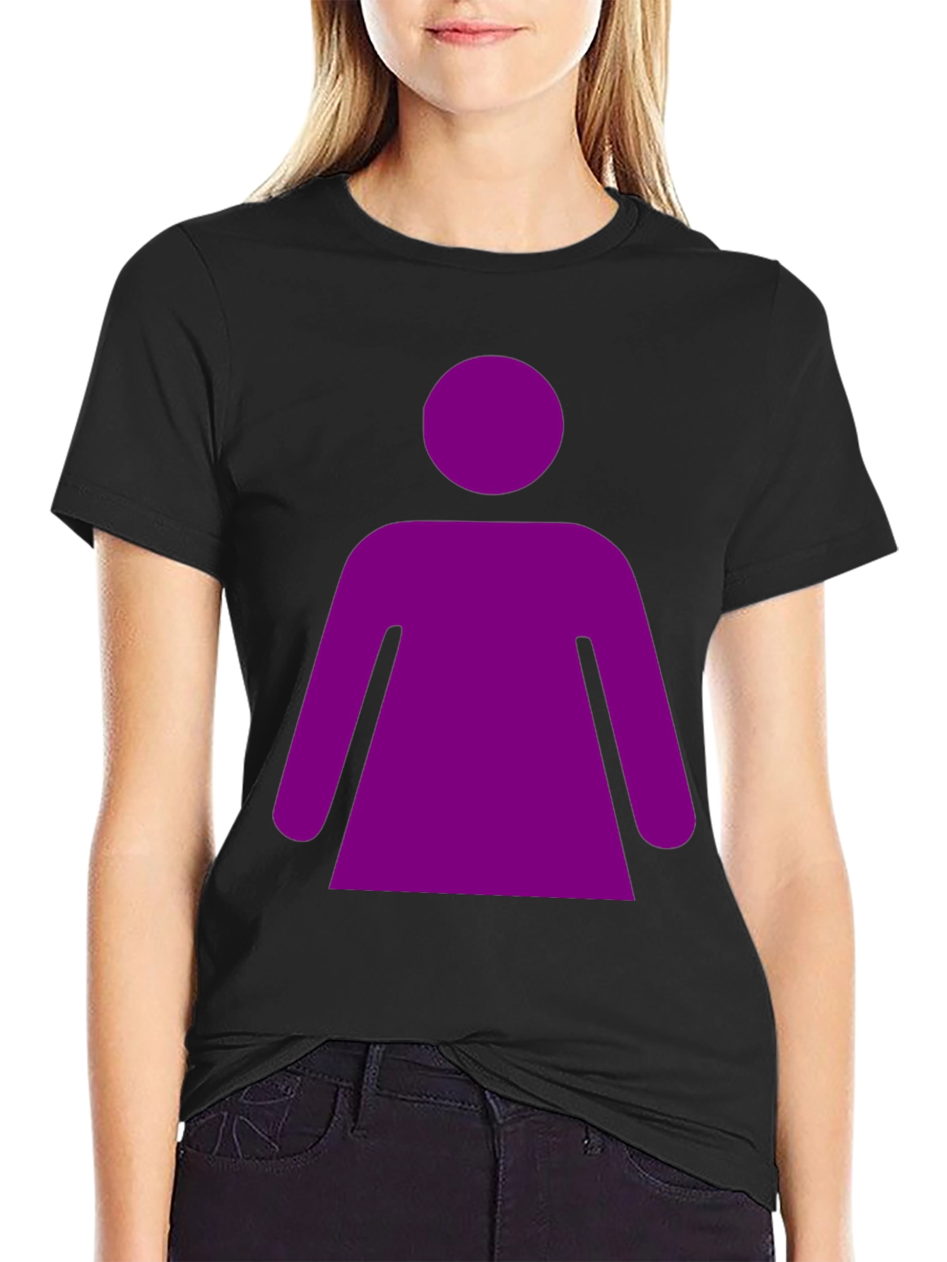 Black Purple Woman Graphic Tee - Black Unisex T-Shirt view 2