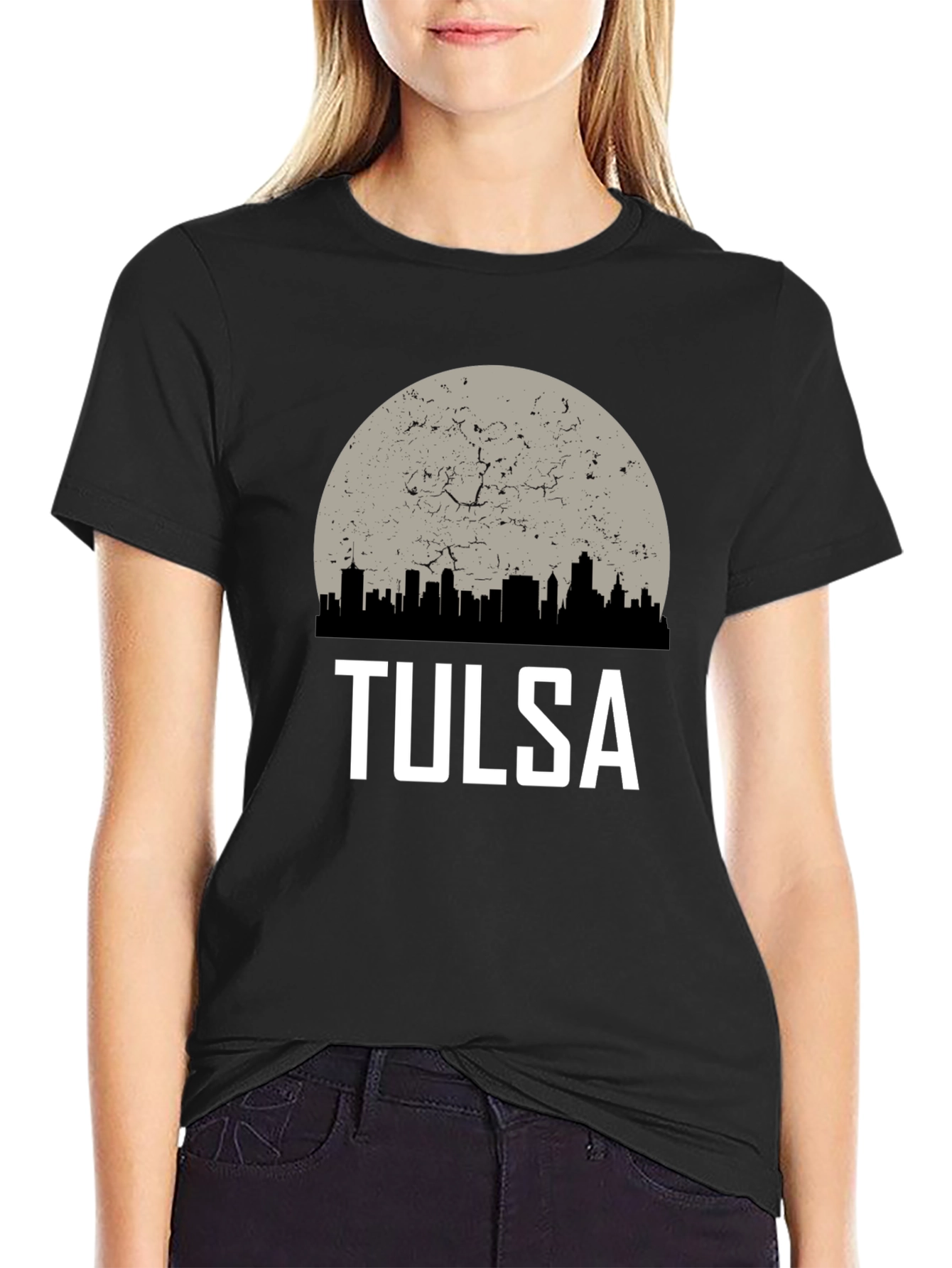 Black Tulsa City Skyline Graphic Tee view 2