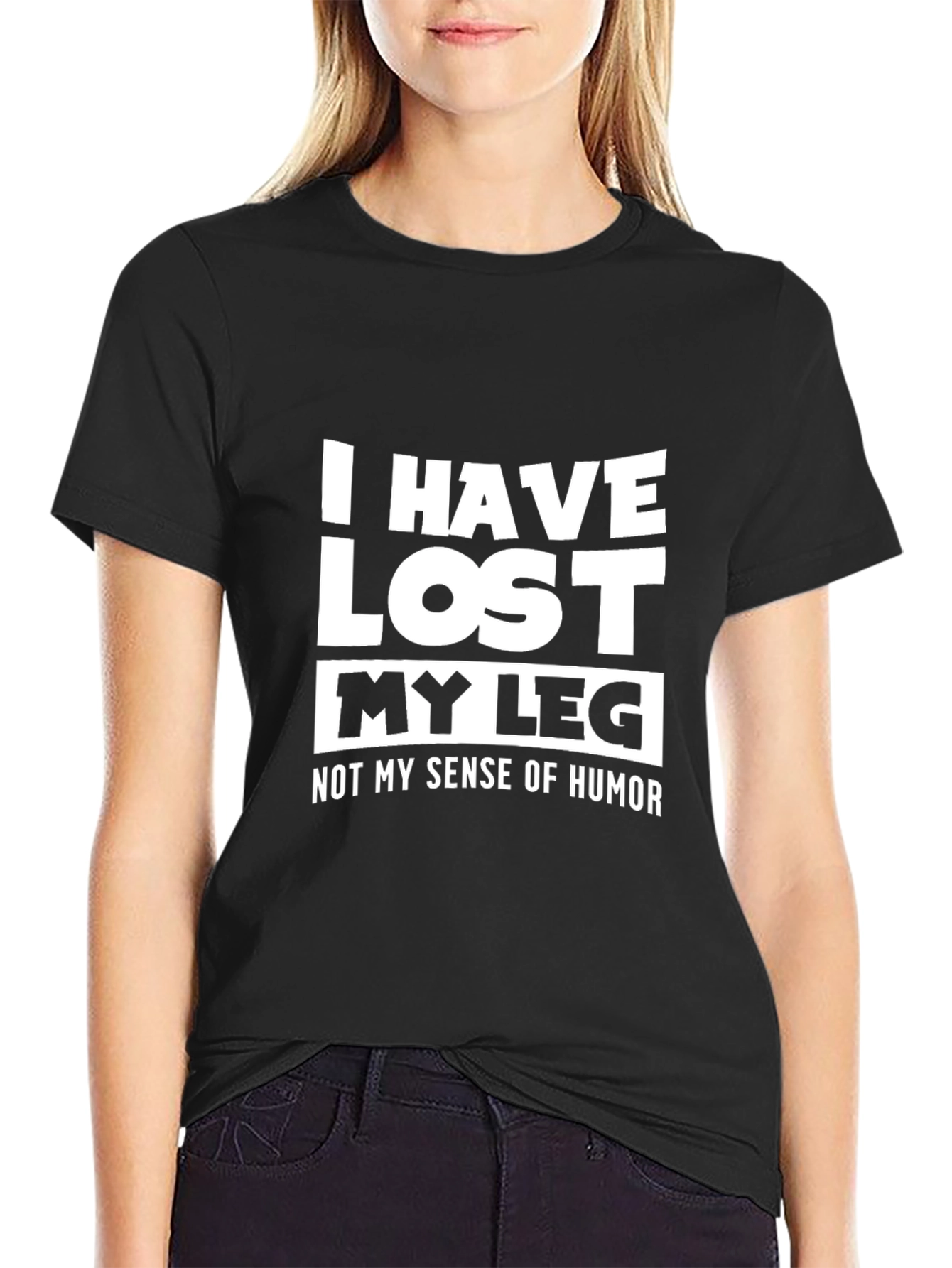 Black Humorous "I Have Lost My Leg" Graphic T-Shirt view 2