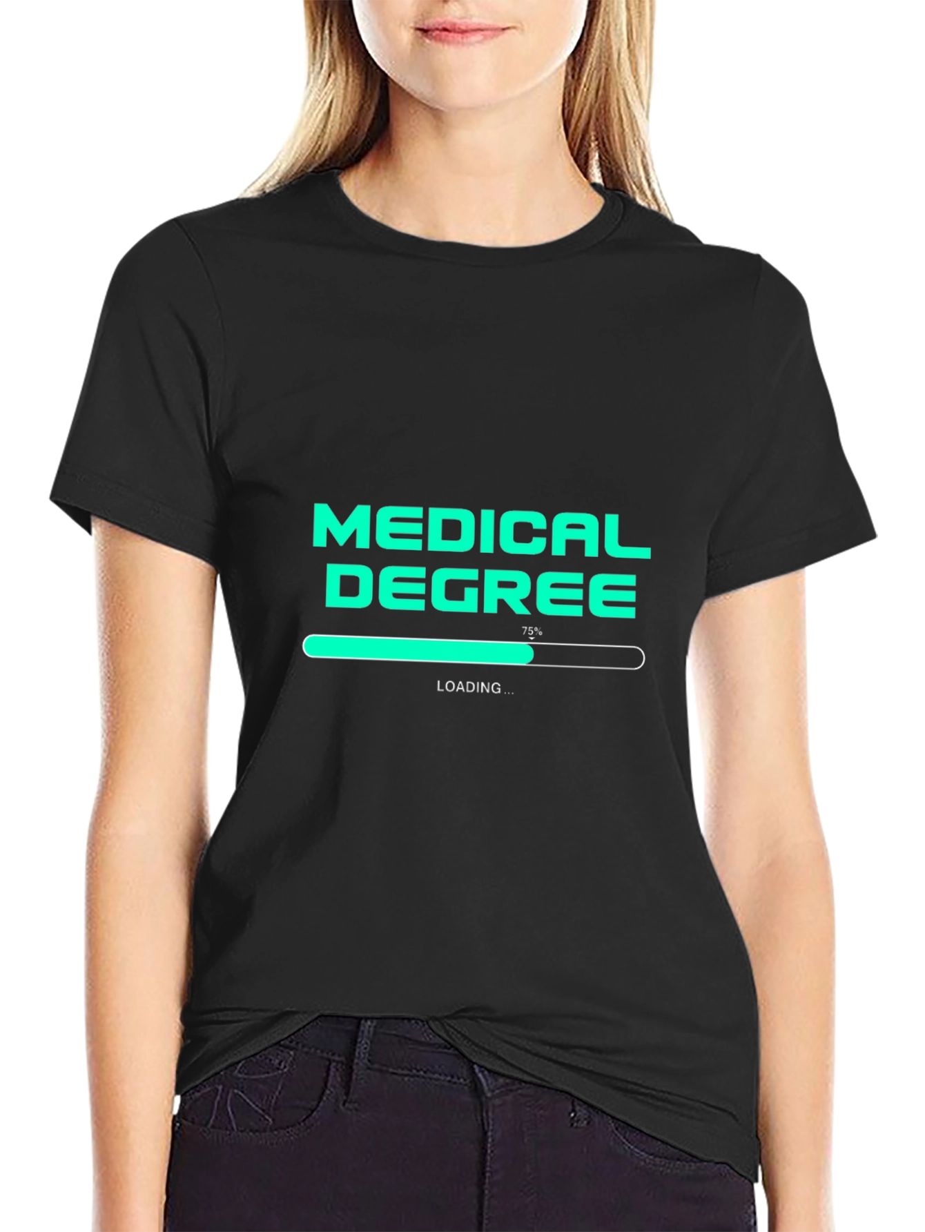 Black Medical Degree Loading T-Shirt - Student Doctor Gift view 2