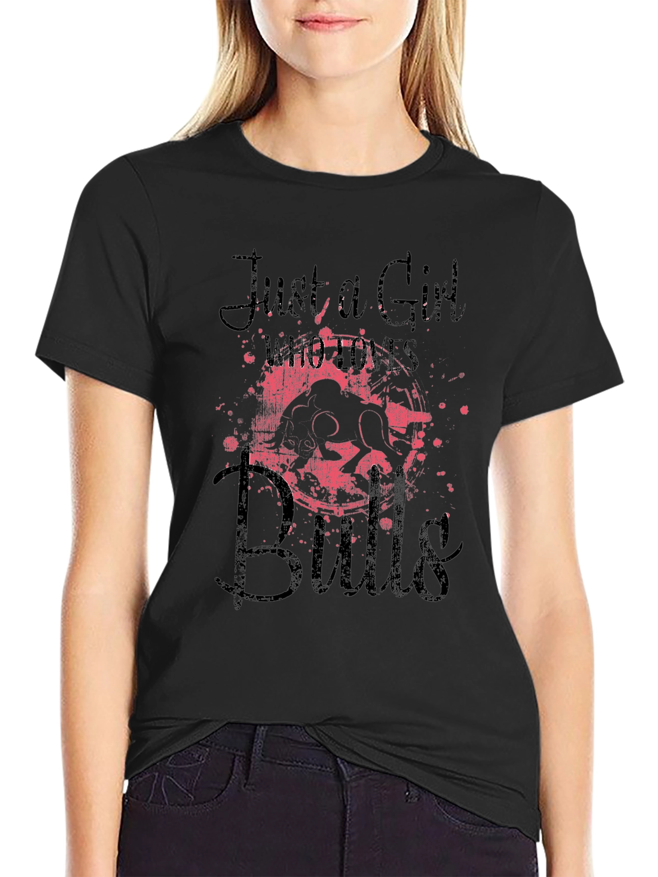 Just A Girl Who Loves Bulls Graphic Tee - Black - 2