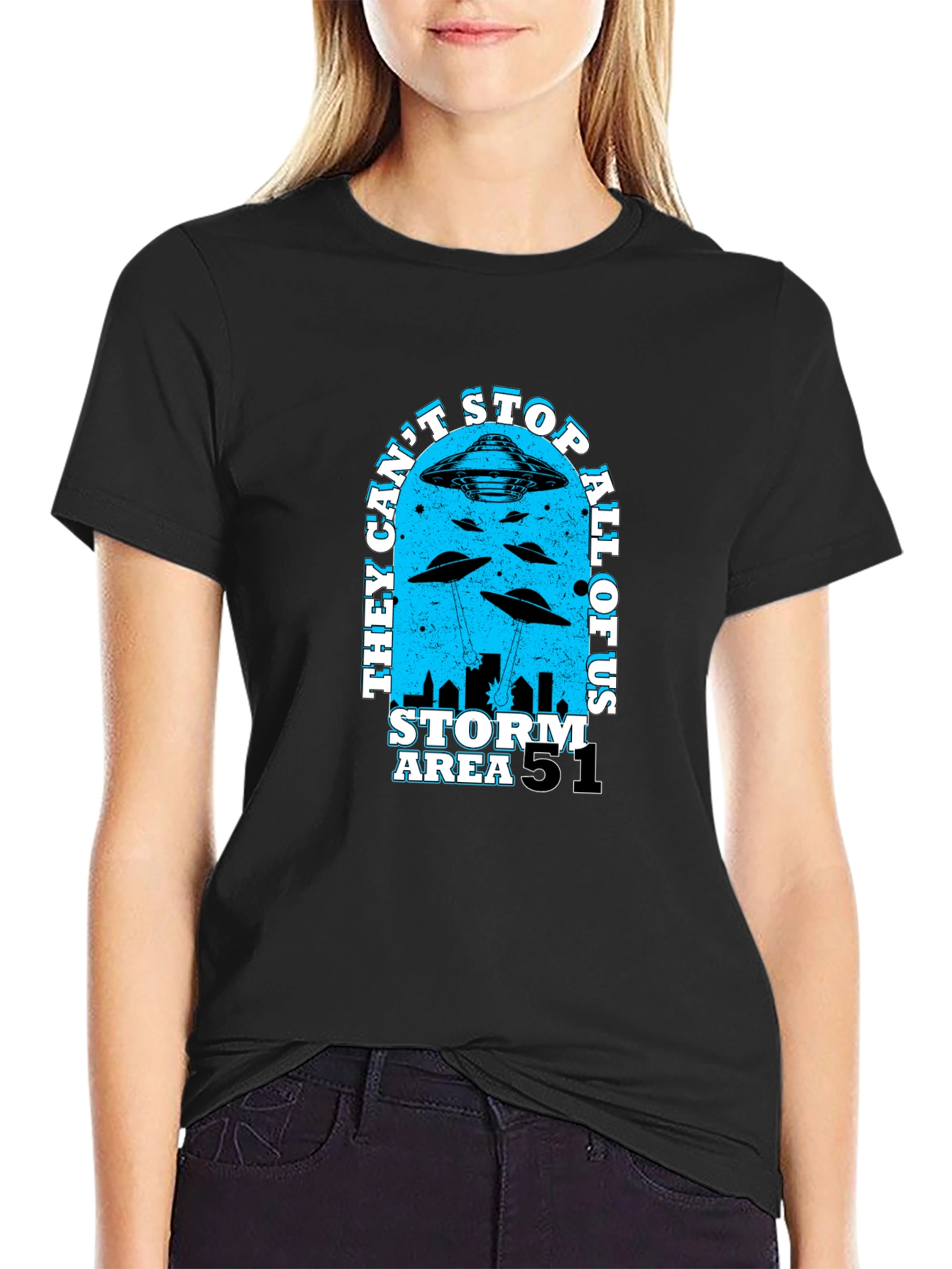 Black Area 51 Storm T-Shirt - They Can't Stop All Of Us view 2