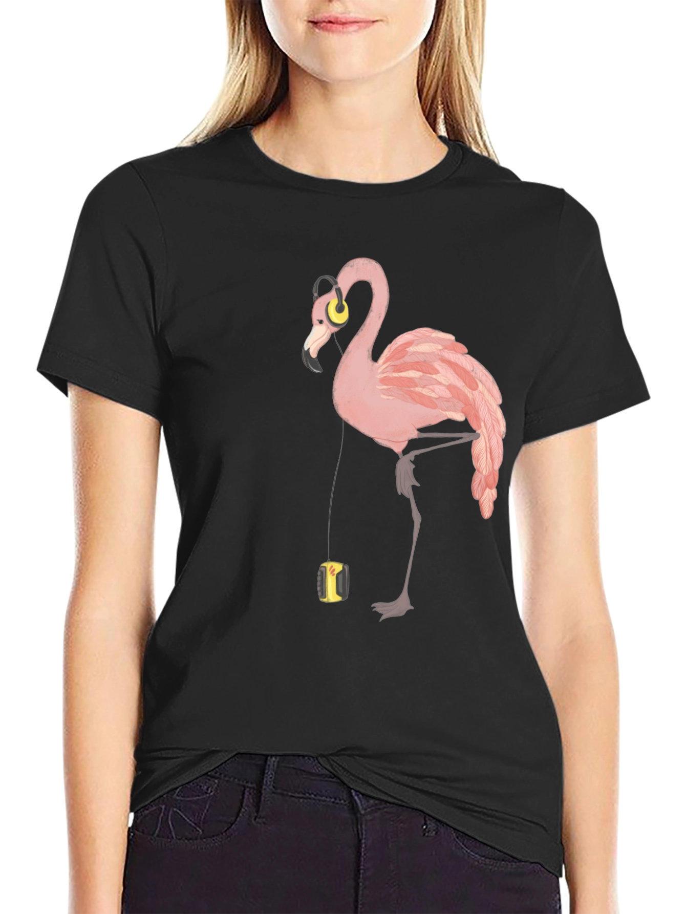 Black Flamingo Music Lover T-Shirt - Stylish Graphic Tee view 2