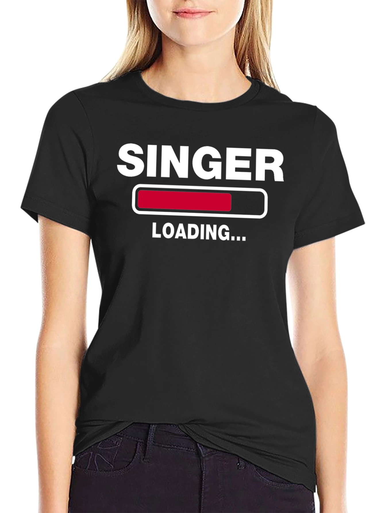 Black Singer Loading T-Shirt view 2