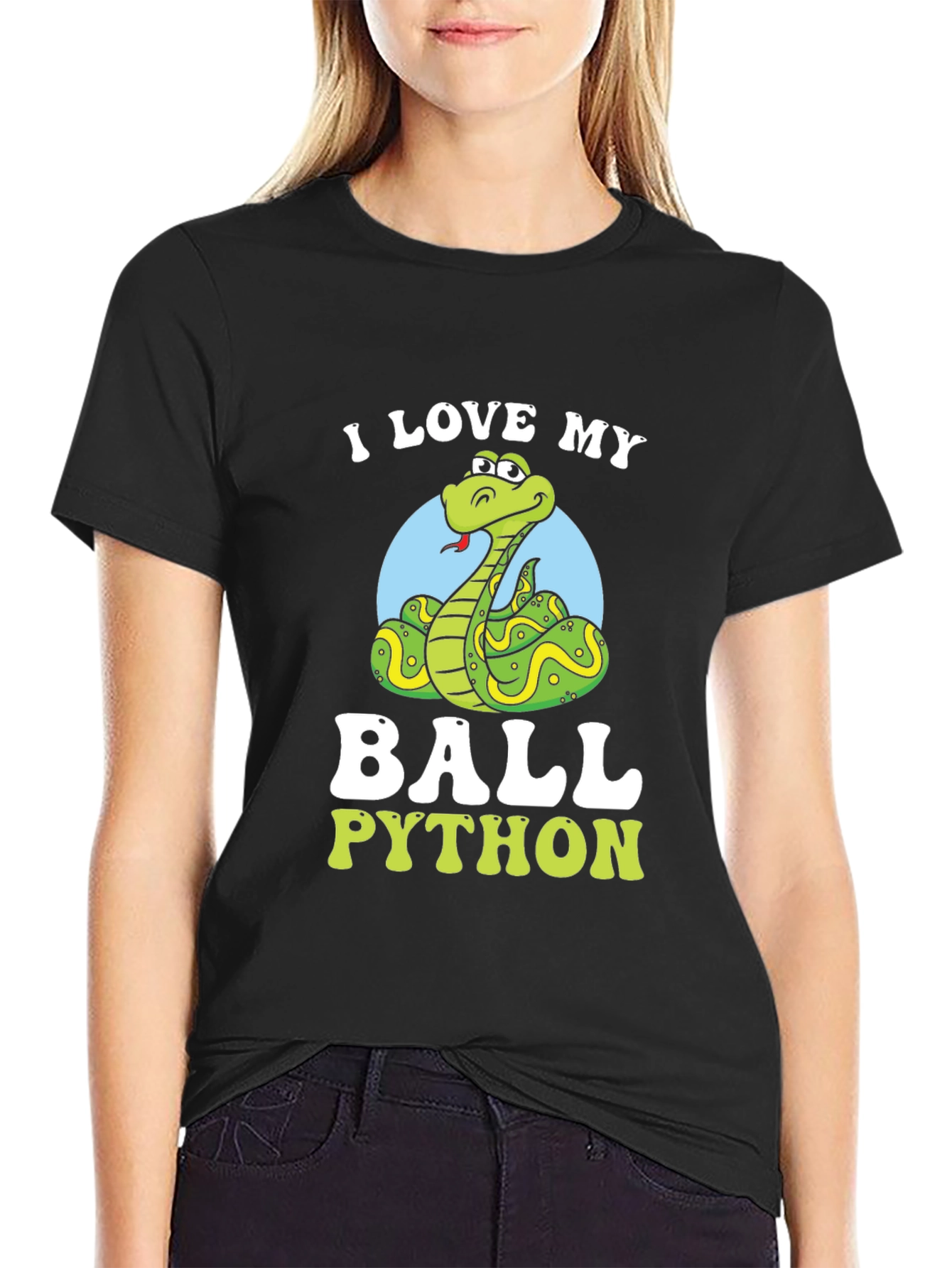Black I Love My Ball Python T-Shirt Snake Pet Owner view 2