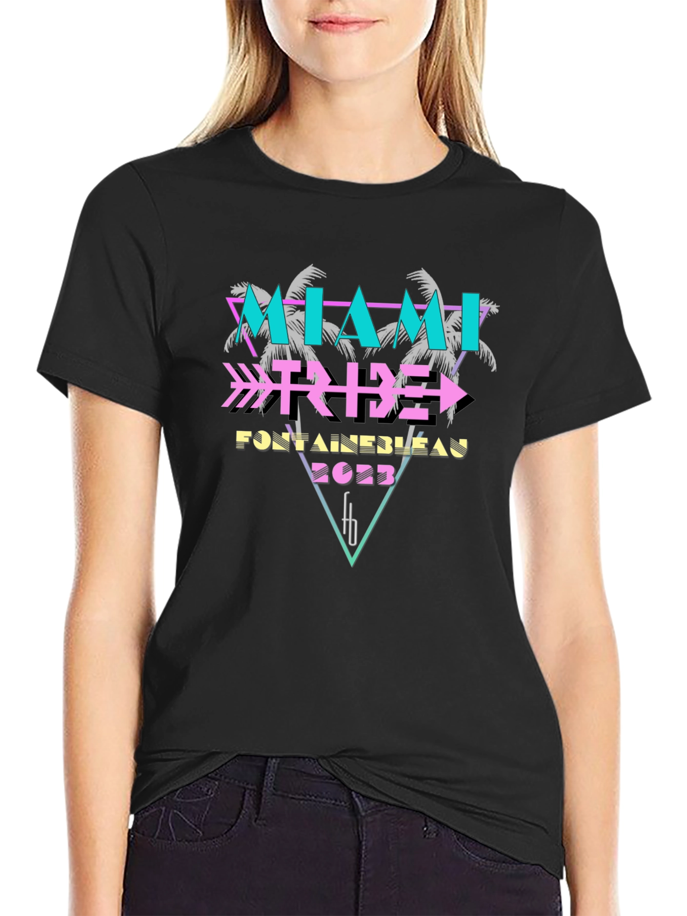 Black Miami Tribe Fontainebleau 2023 Black T-Shirt view 2
