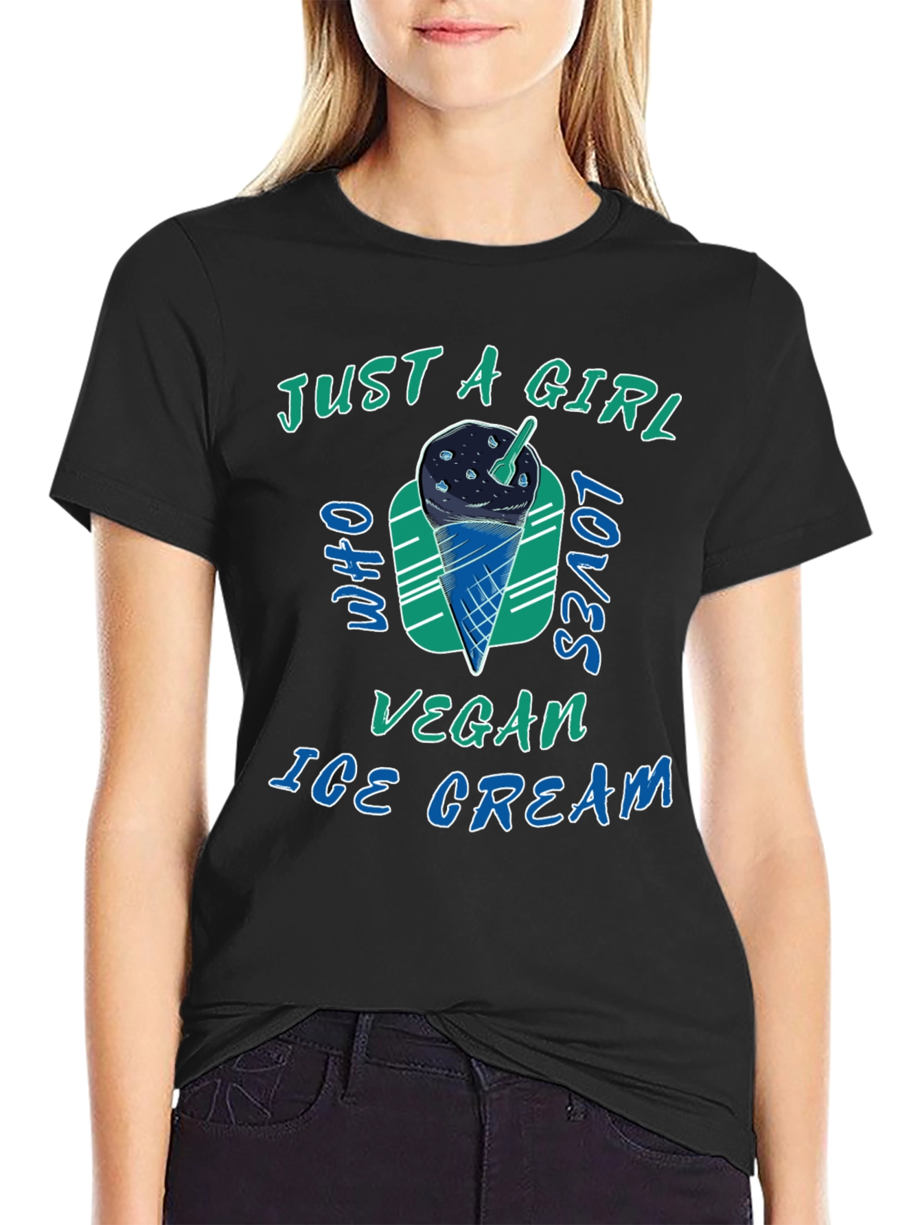 Black Vegan Ice Cream Lover T-Shirt view 2