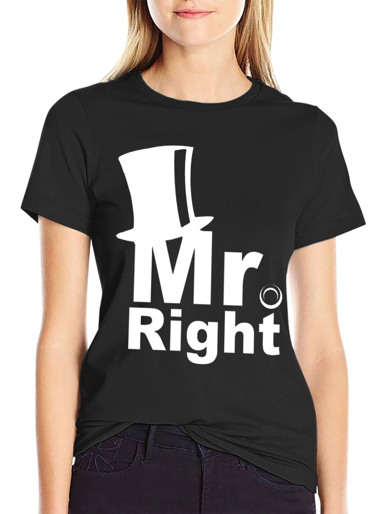 Black Mr. Right T-Shirt - Fun Graphic Tee for Men view 2
