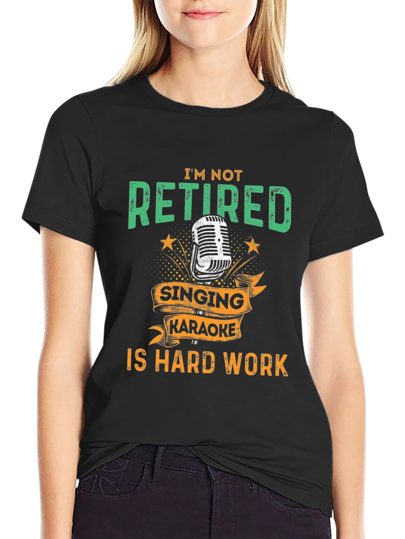 Black Funny Retirement Karaoke T-Shirt view 2