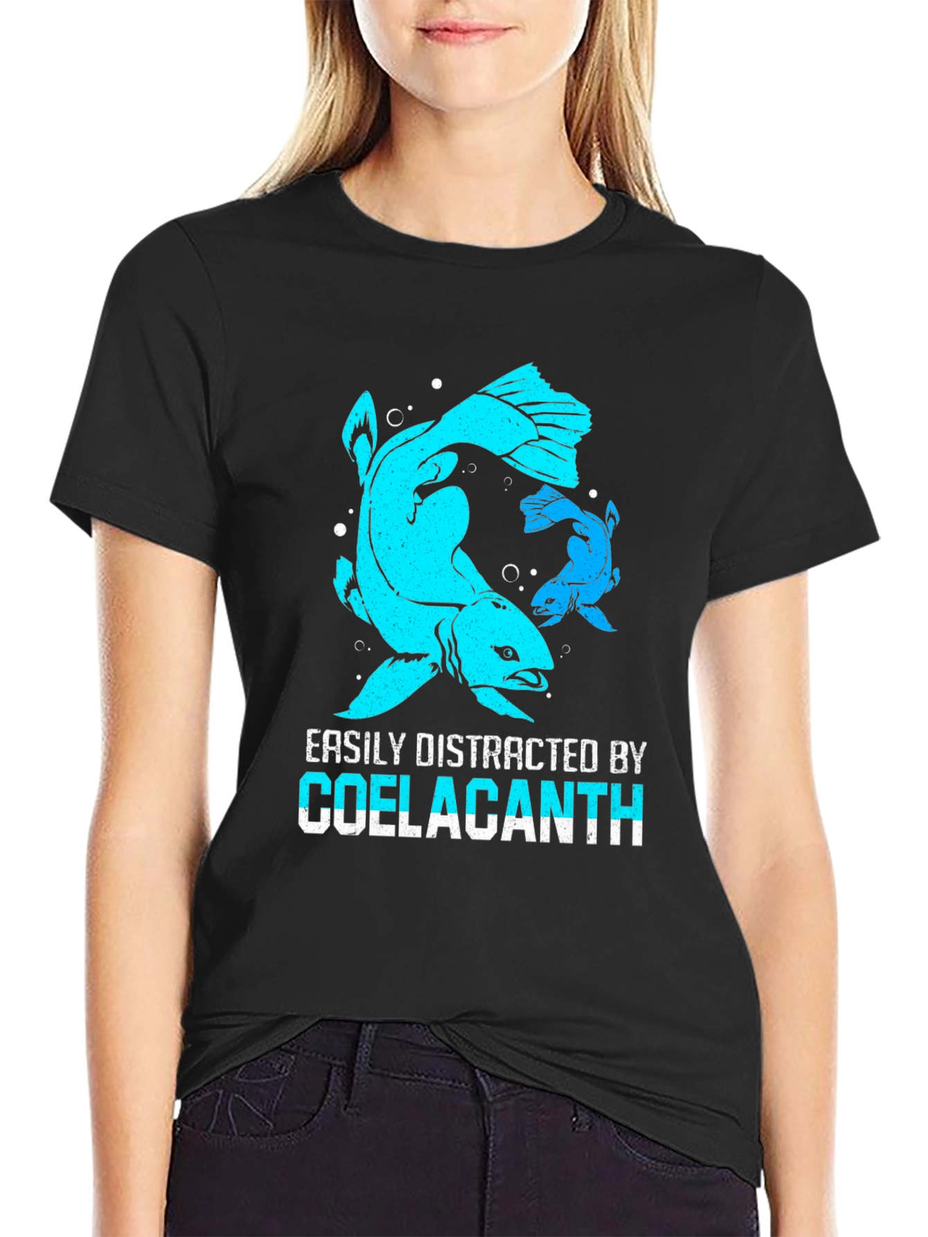 Black Coelacanth Fish Graphic T-Shirt view 2