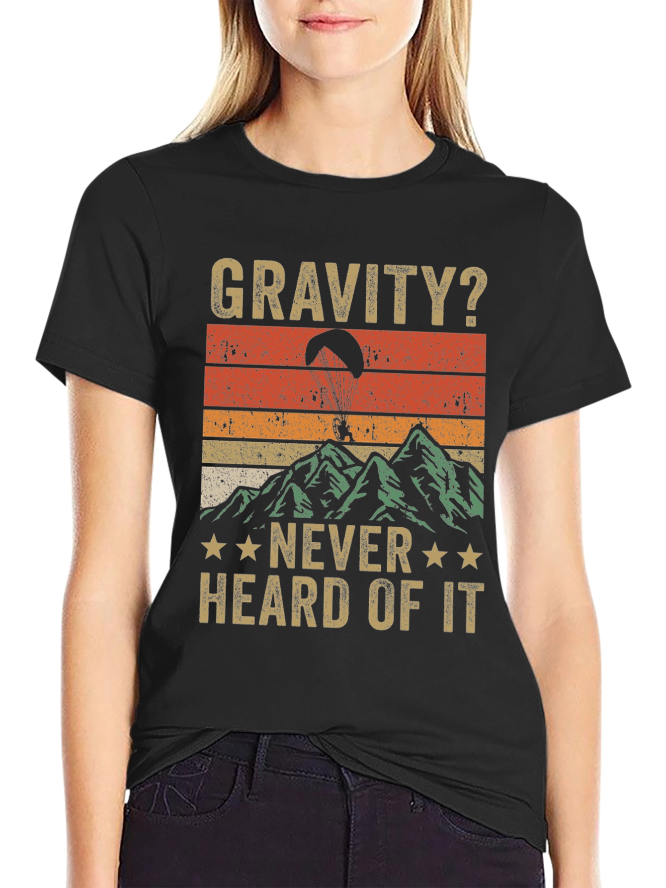 Black Gravity? Never Heard of It! Retro Paragliding T-Shirt view 2