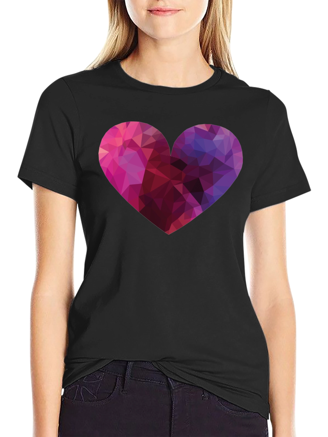Geometric Heart Graphic Tee - Modern Style - 2